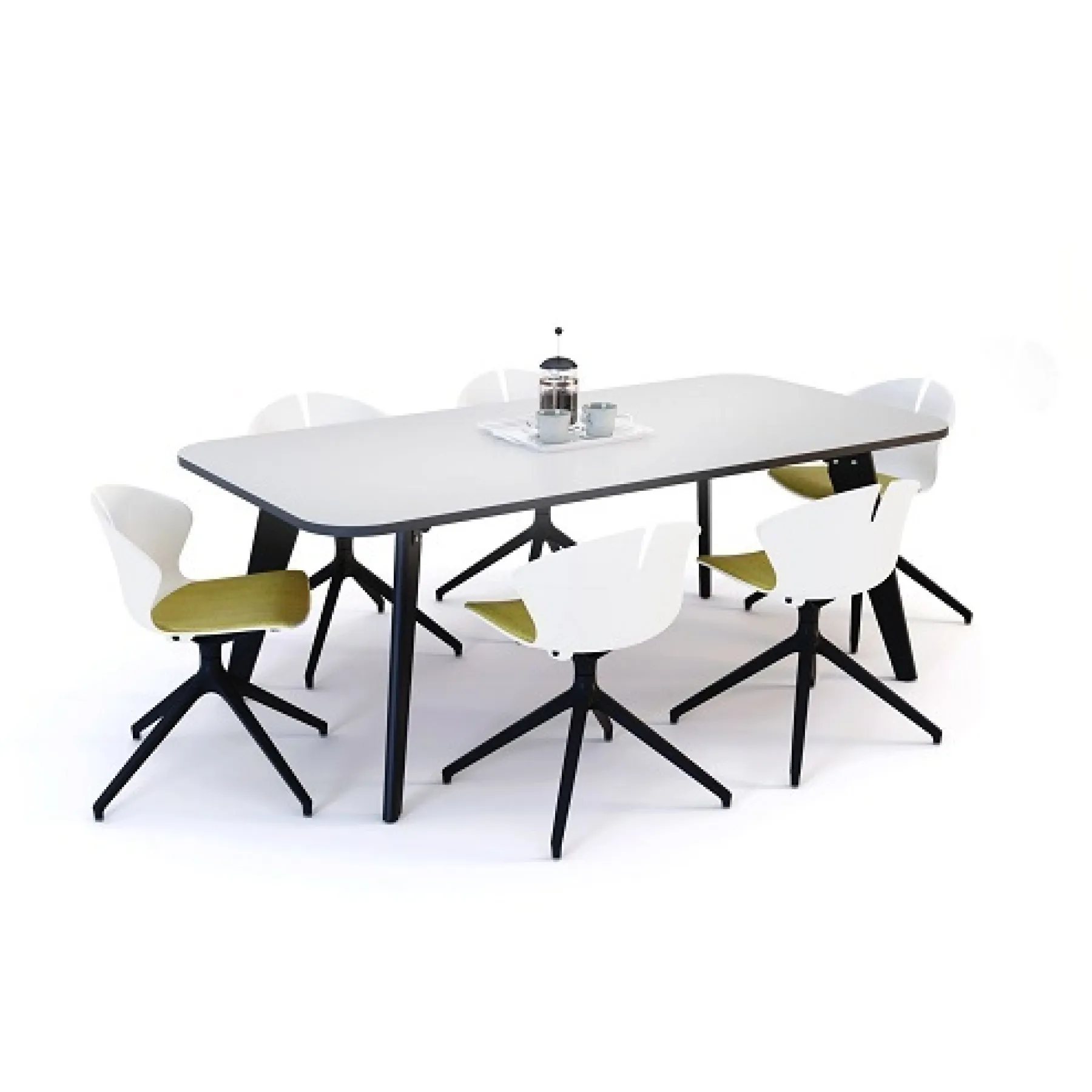 LOF Direct Arby Wooden Leg Meeting Table Moventi White Black