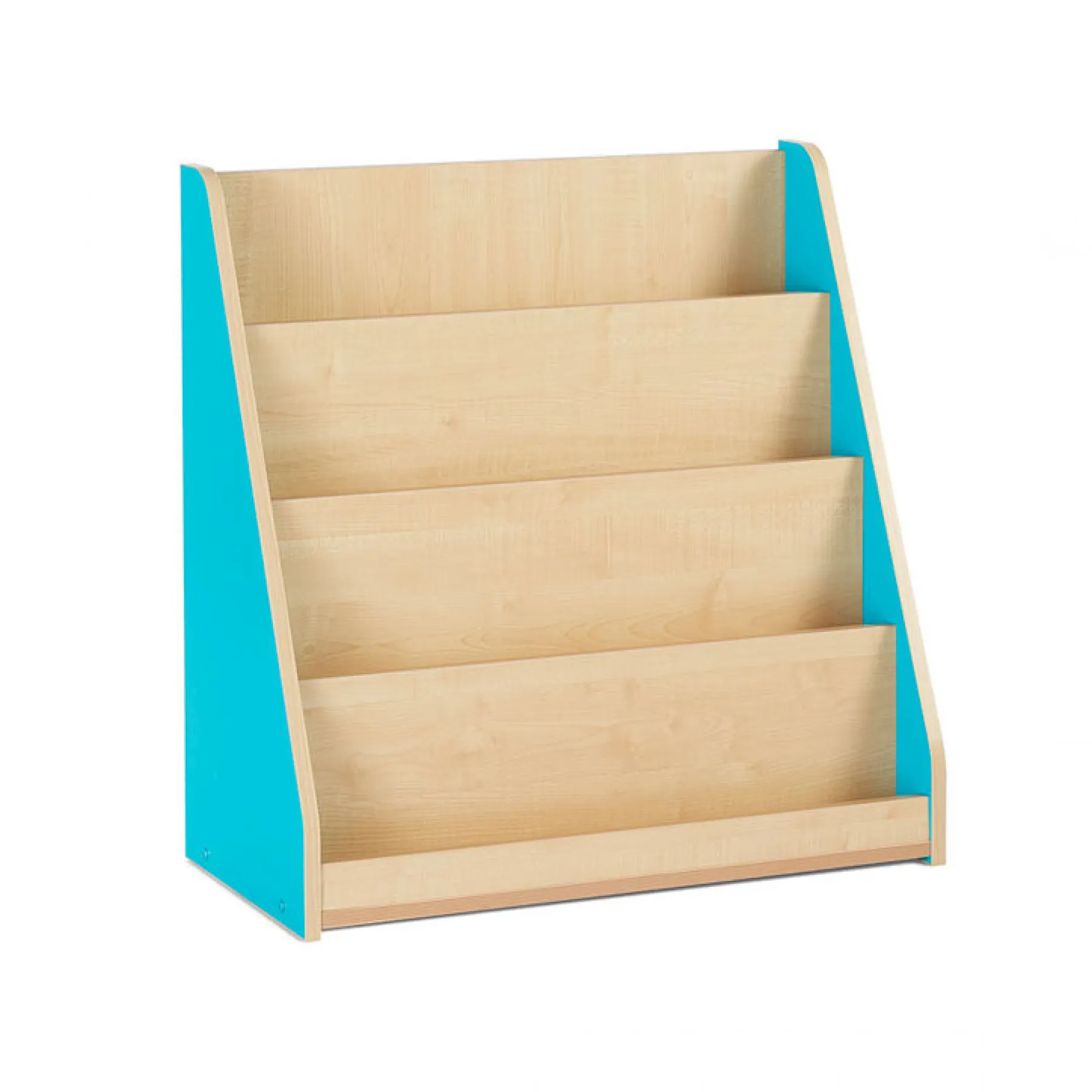 LOF Direct Monarch Single Sided Library Unit with 4 Tiered Fixed shelves CYAN