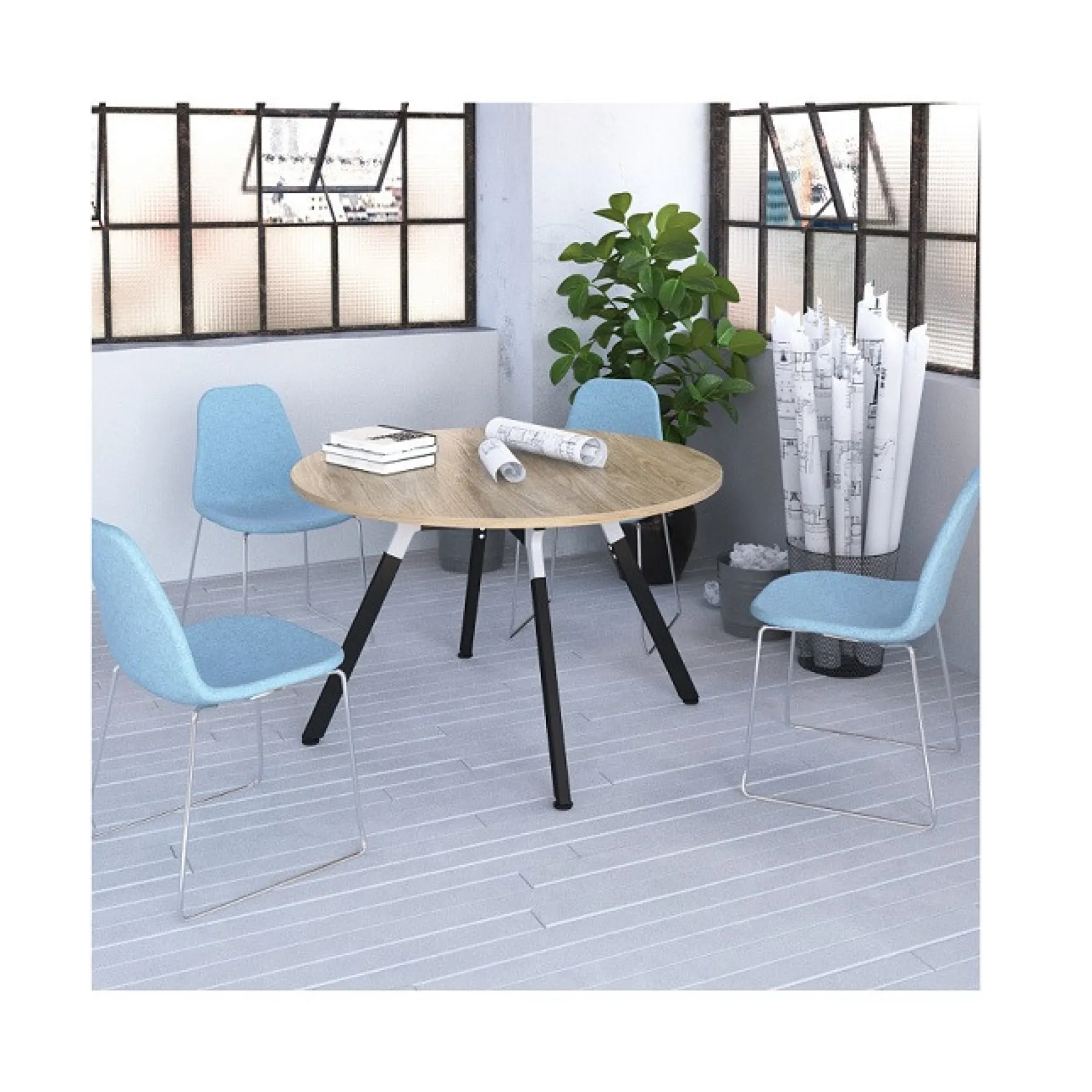 LOF Direct Dams Anson Circular Meeting Table ANS TBC12 Roomset