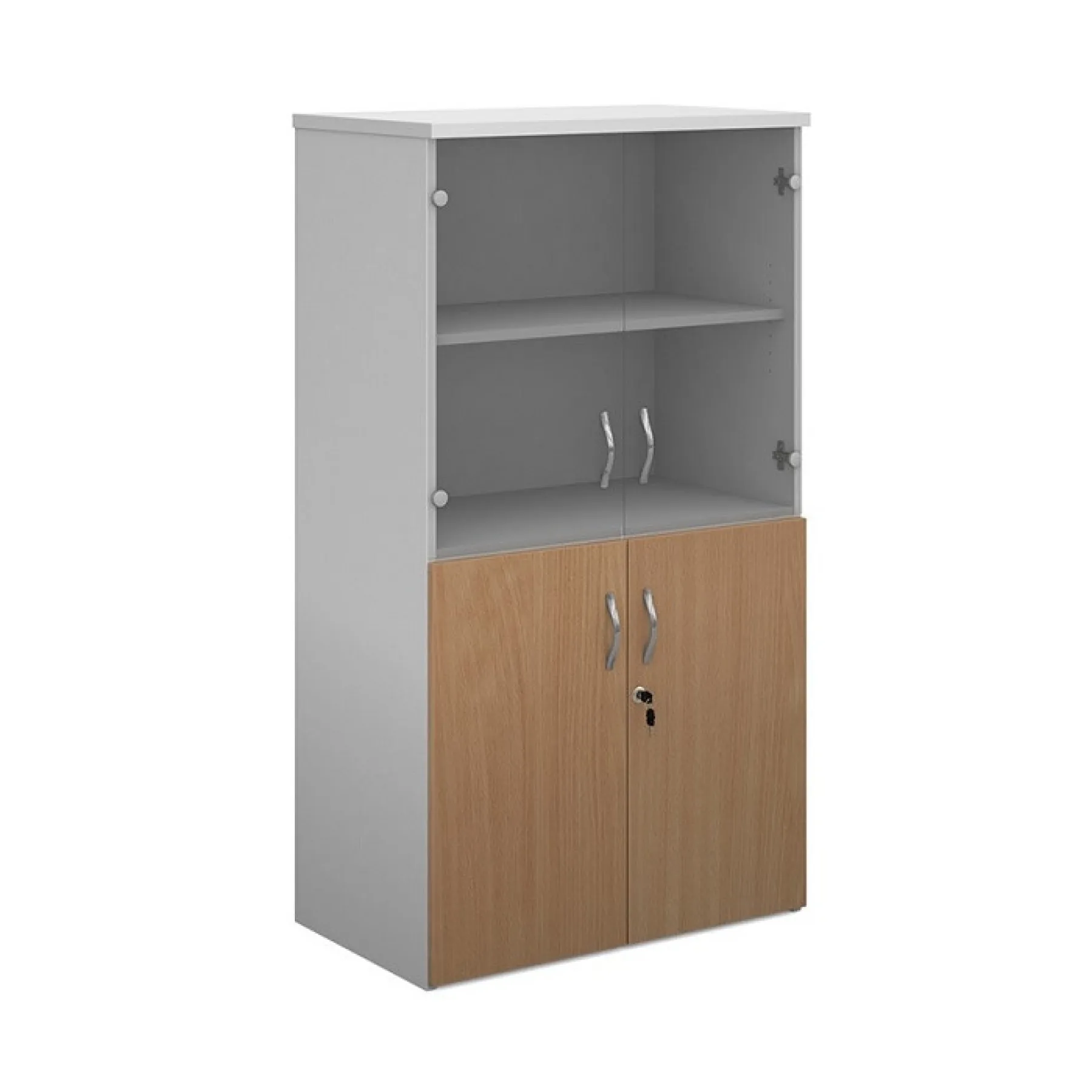 LOF Direct Dams Glazed Combination Cupboard R1440 COM White Beech