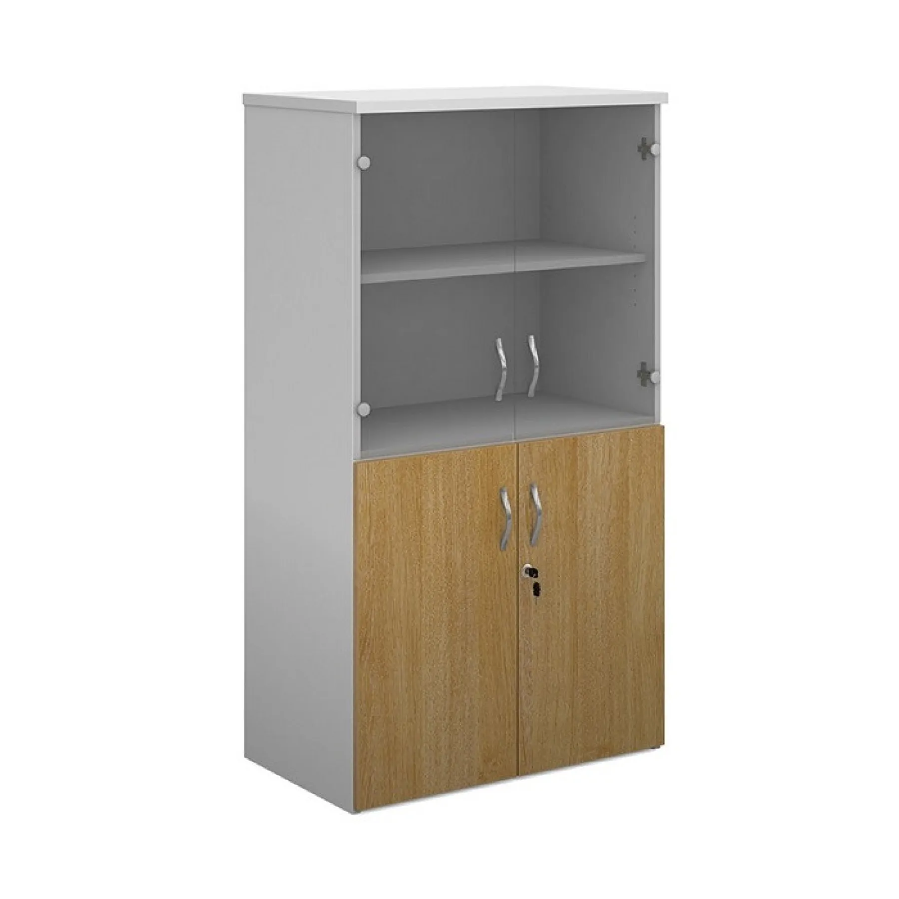 LOF Direct Dams Glazed Combination Cupboard R1440 COM White Oak