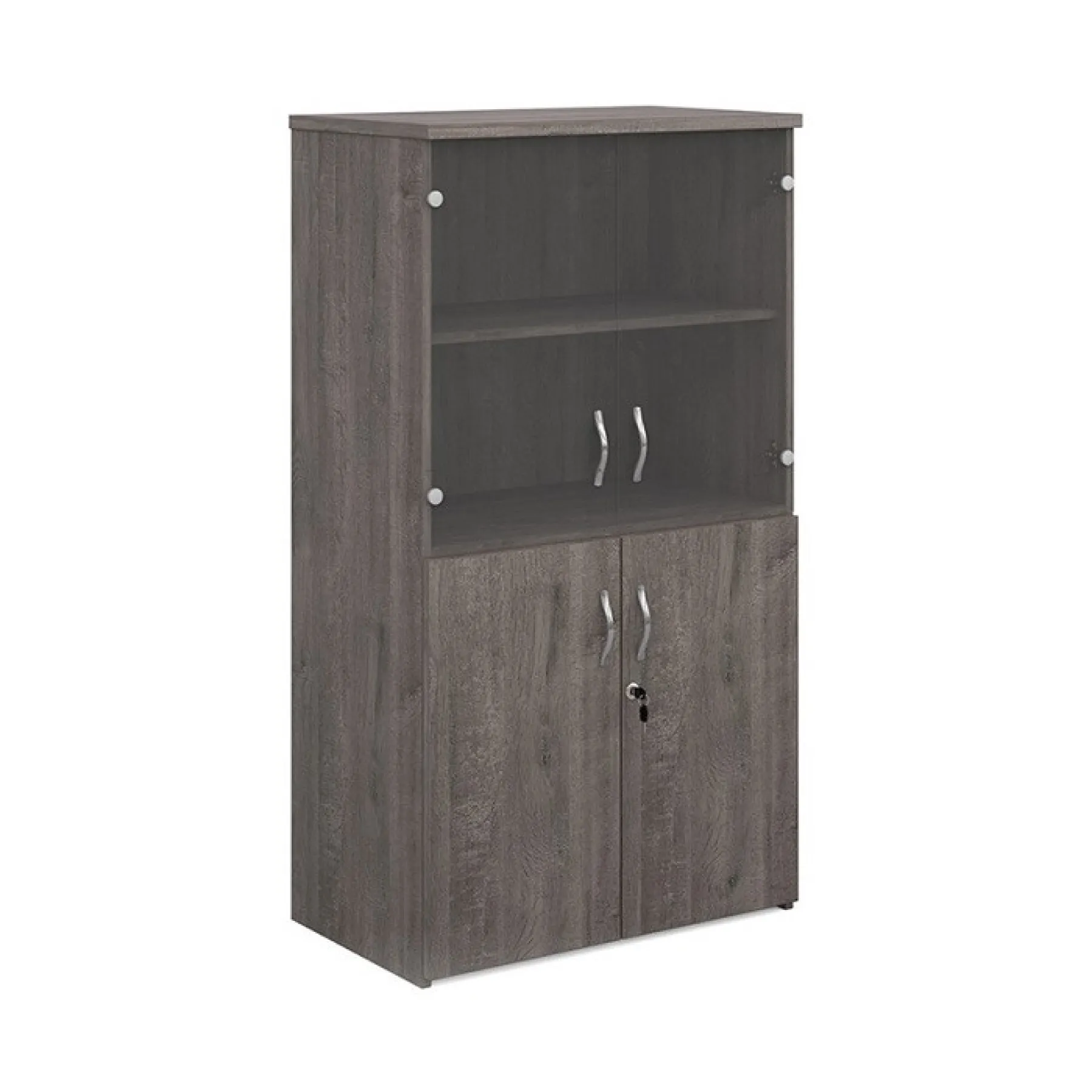 LOF Direct Dams Glazed Combination Cupboard R1440 COM Grey Oak