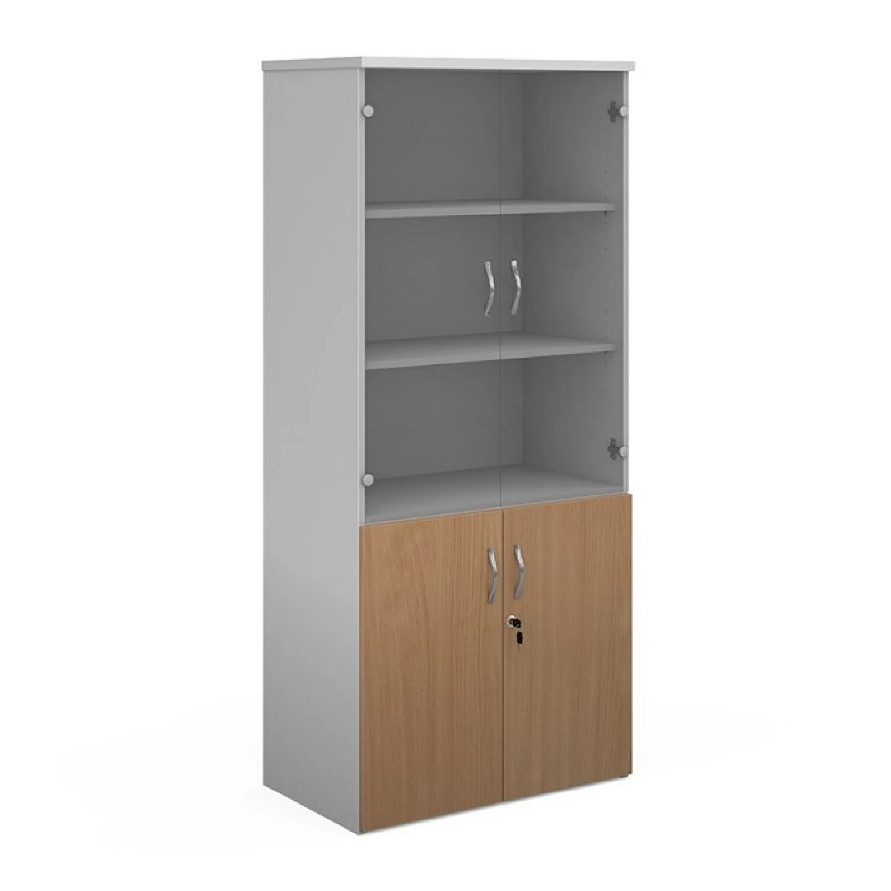 LOF Direct Dams Glazed Combination Cupboard R1790 COM White Beech