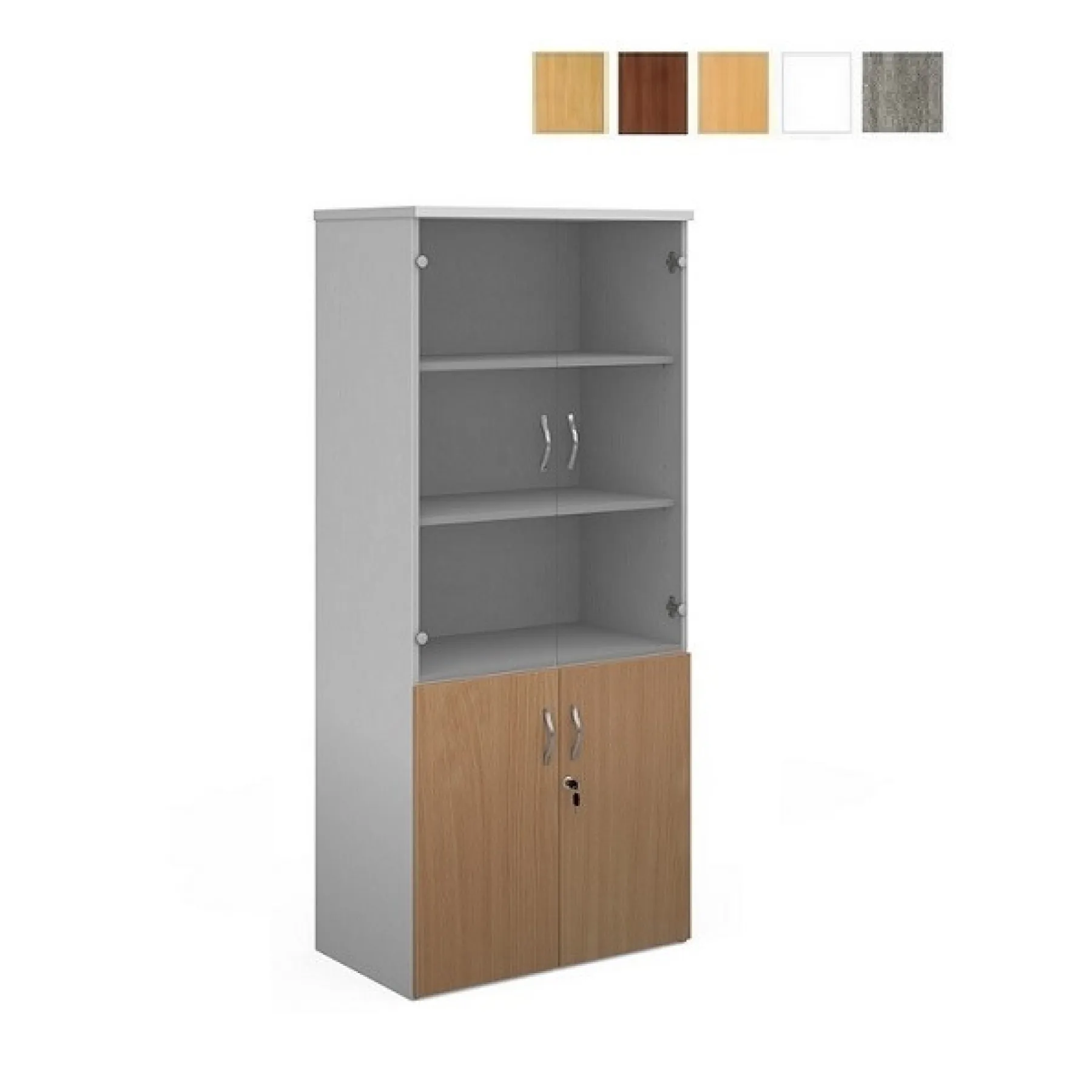 LOF Direct Dams Glazed Combination Cupboard R1790 COM White Beech Swatches3