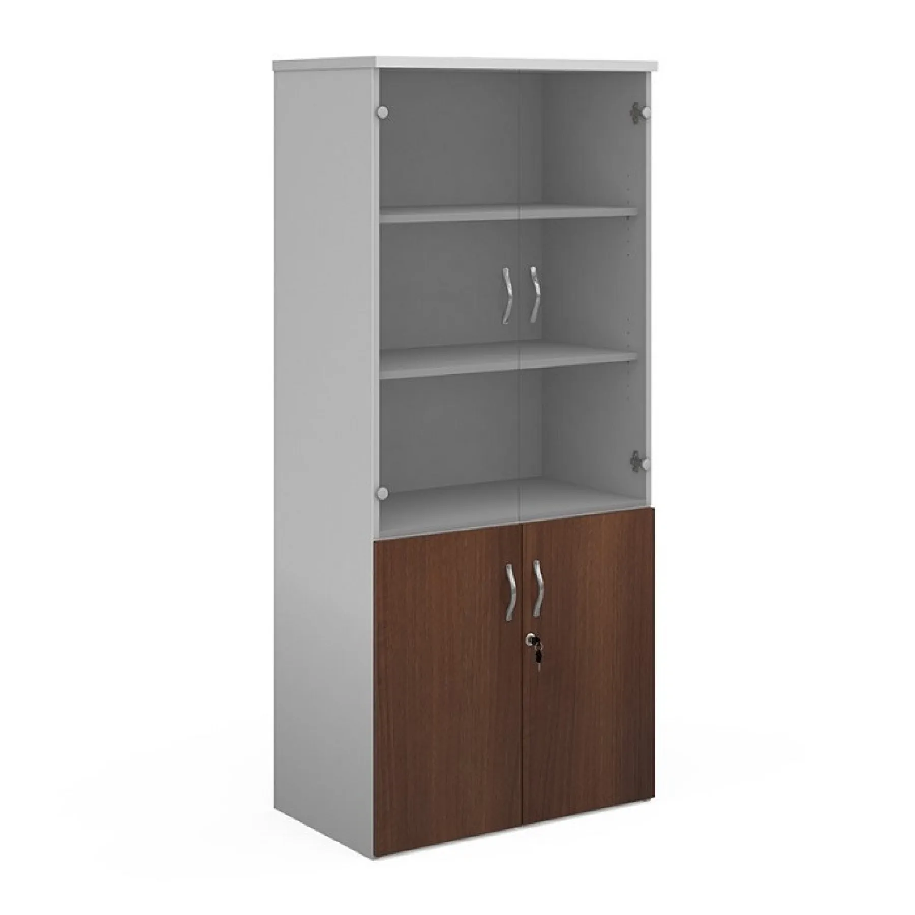 LOF Direct Dams Glazed Combination Cupboard R1790 COM White Walnut