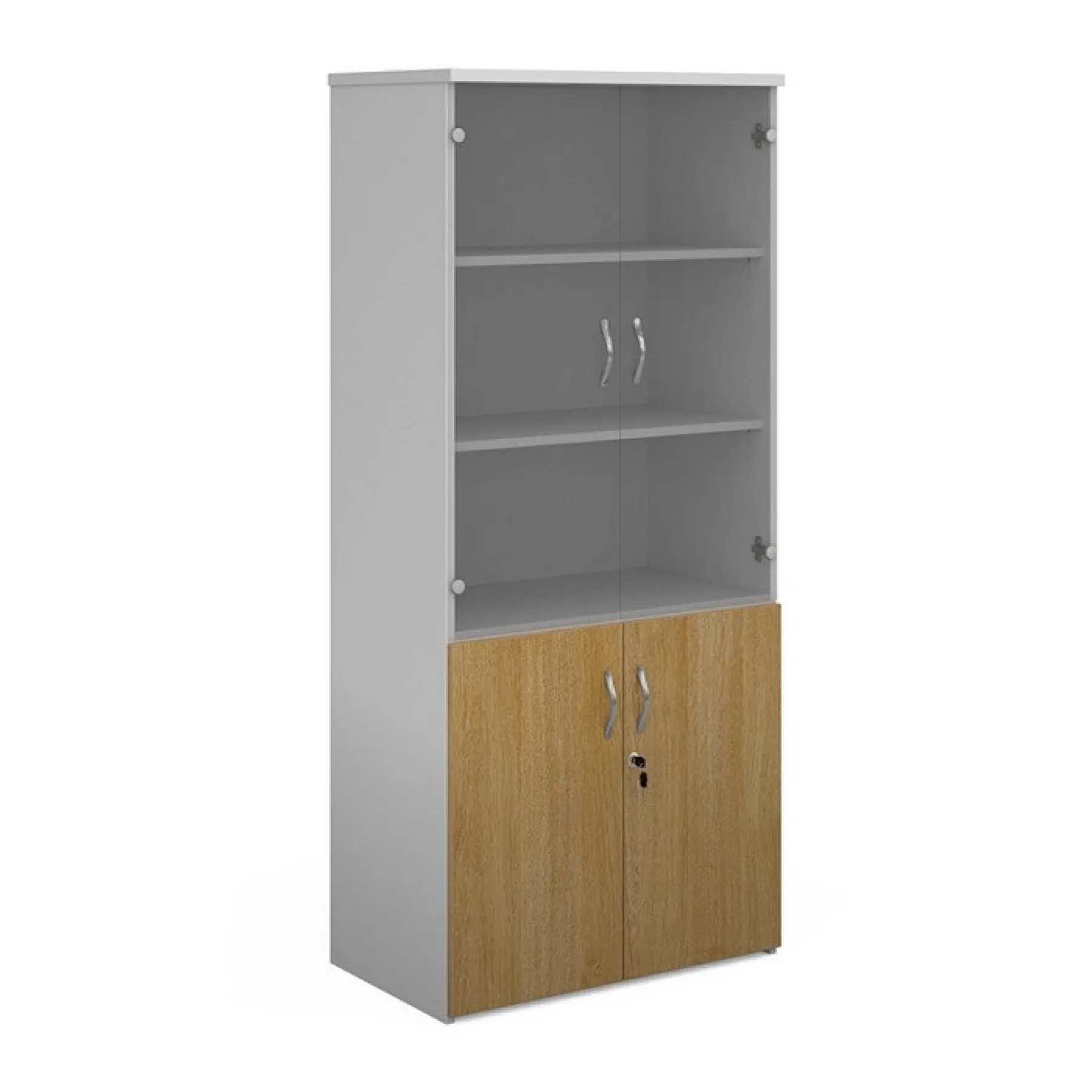 LOF Direct Dams Glazed Combination Cupboard R1790 COM White Oak