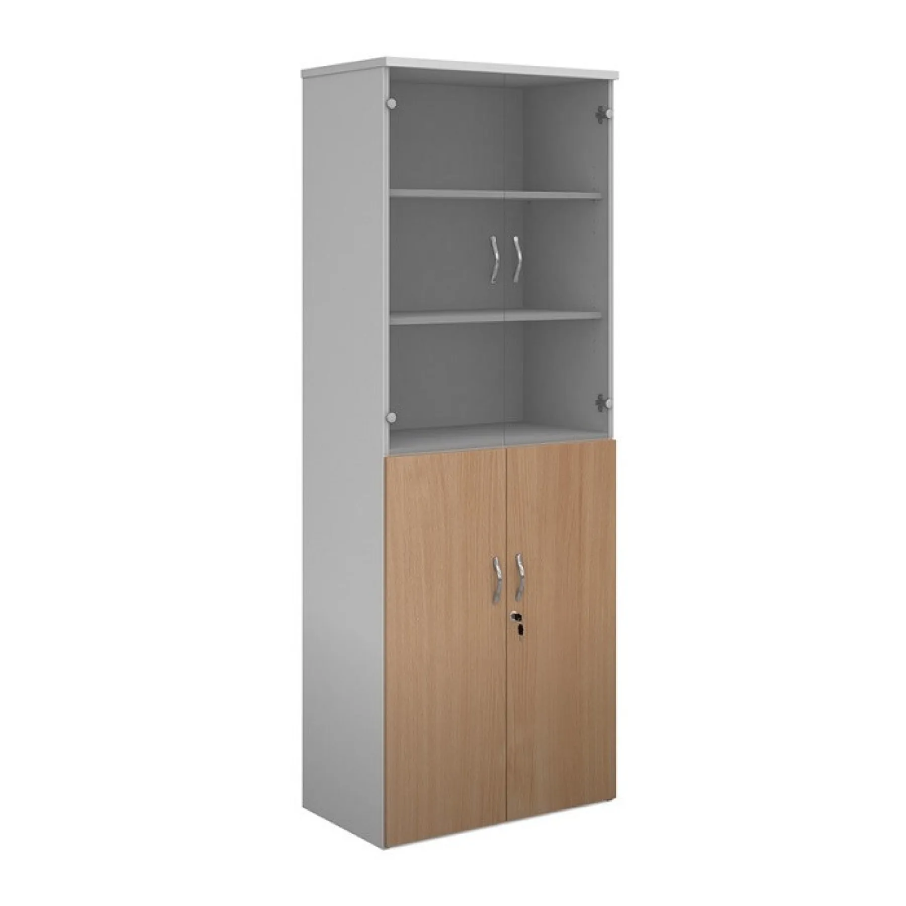 LOF Direct Dams Glazed Combination Cupboard R2140 COM White Beech