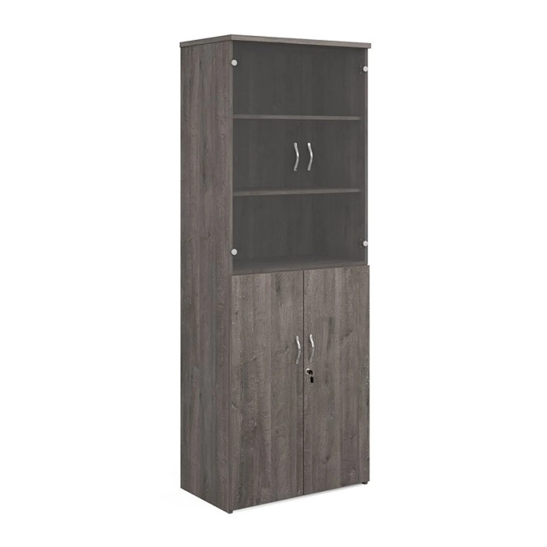 LOF Direct Dams Glazed Combination Cupboard R2140 COM Grey Oak