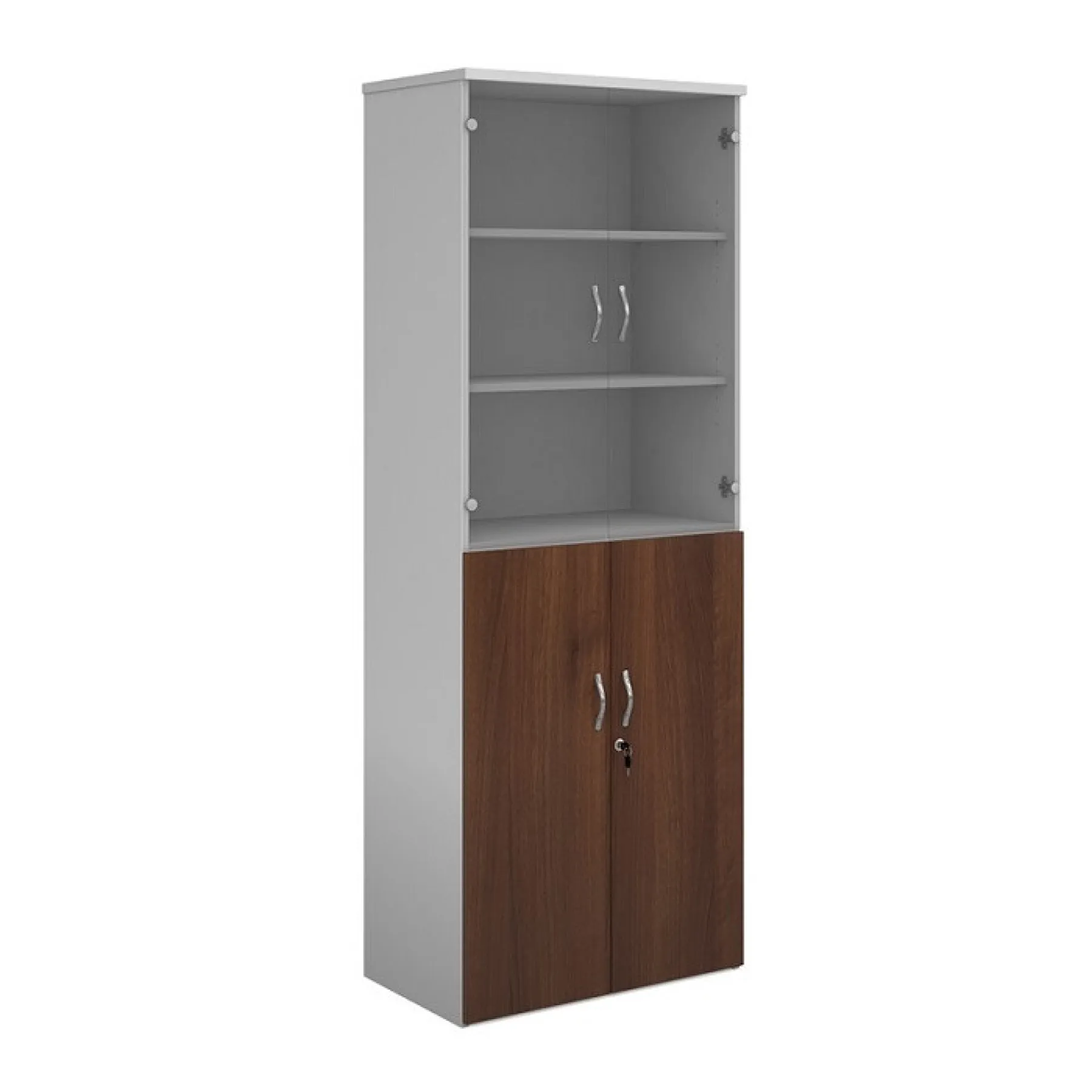 LOF Direct Dams Glazed Combination Cupboard R2140 COM White Walnut