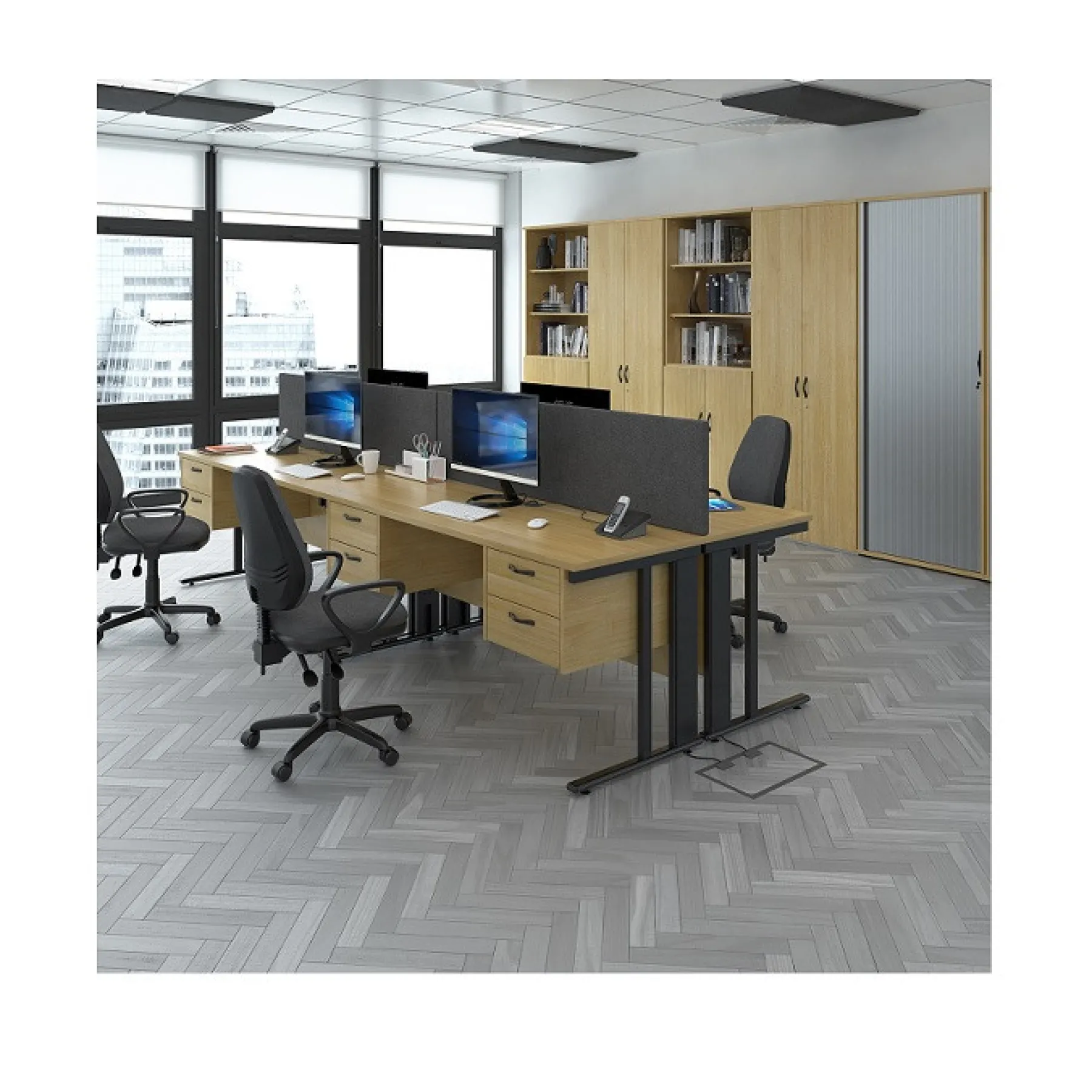 LOF Direct Dams One Door Tambour Storage Unit R2140 TCO Roomset