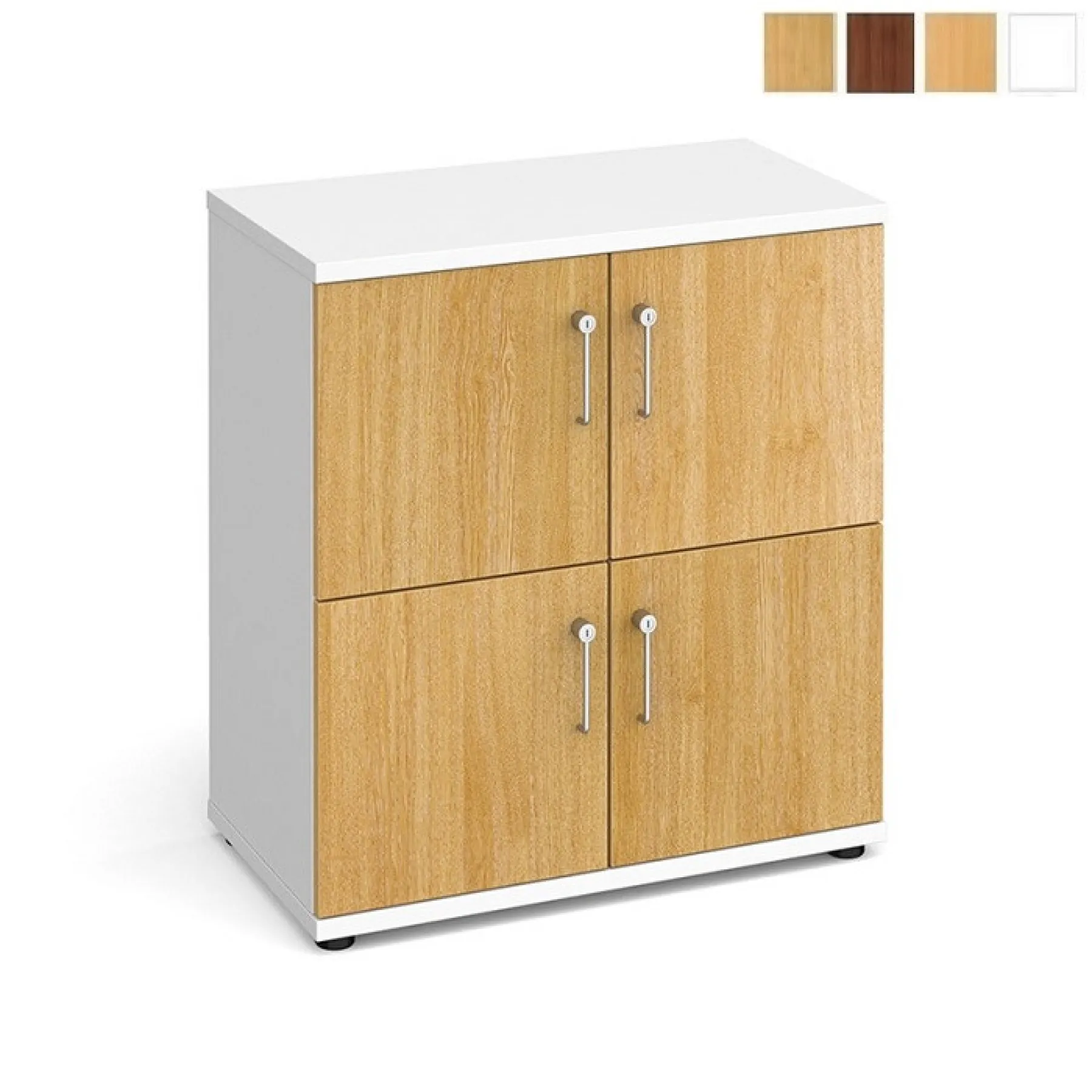 LOF Direct Dams 4 Door Wooden Lockers LCK4 D Oak White