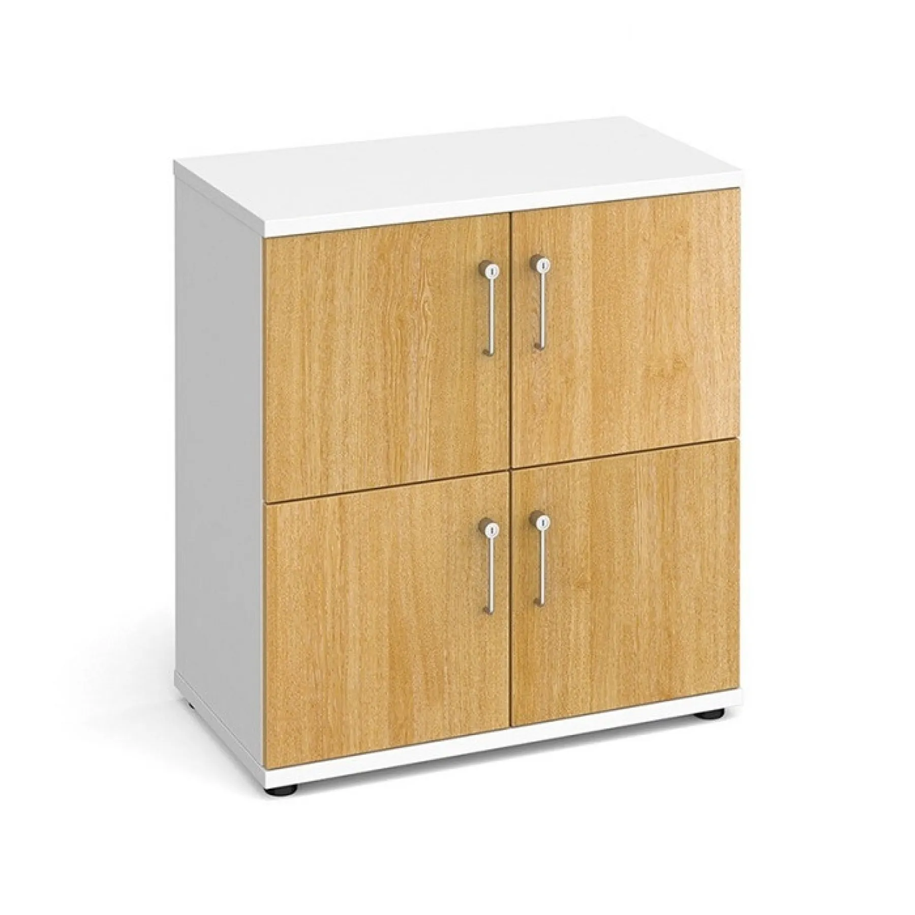 LOF Direct Dams 4 Door Wooden Lockers LCK4 D Oak White Blank