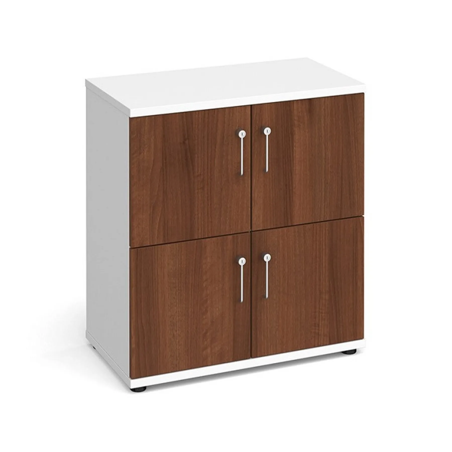 LOF Direct Dams 4 Door Wooden Lockers LCK4 D Walnut White Blank