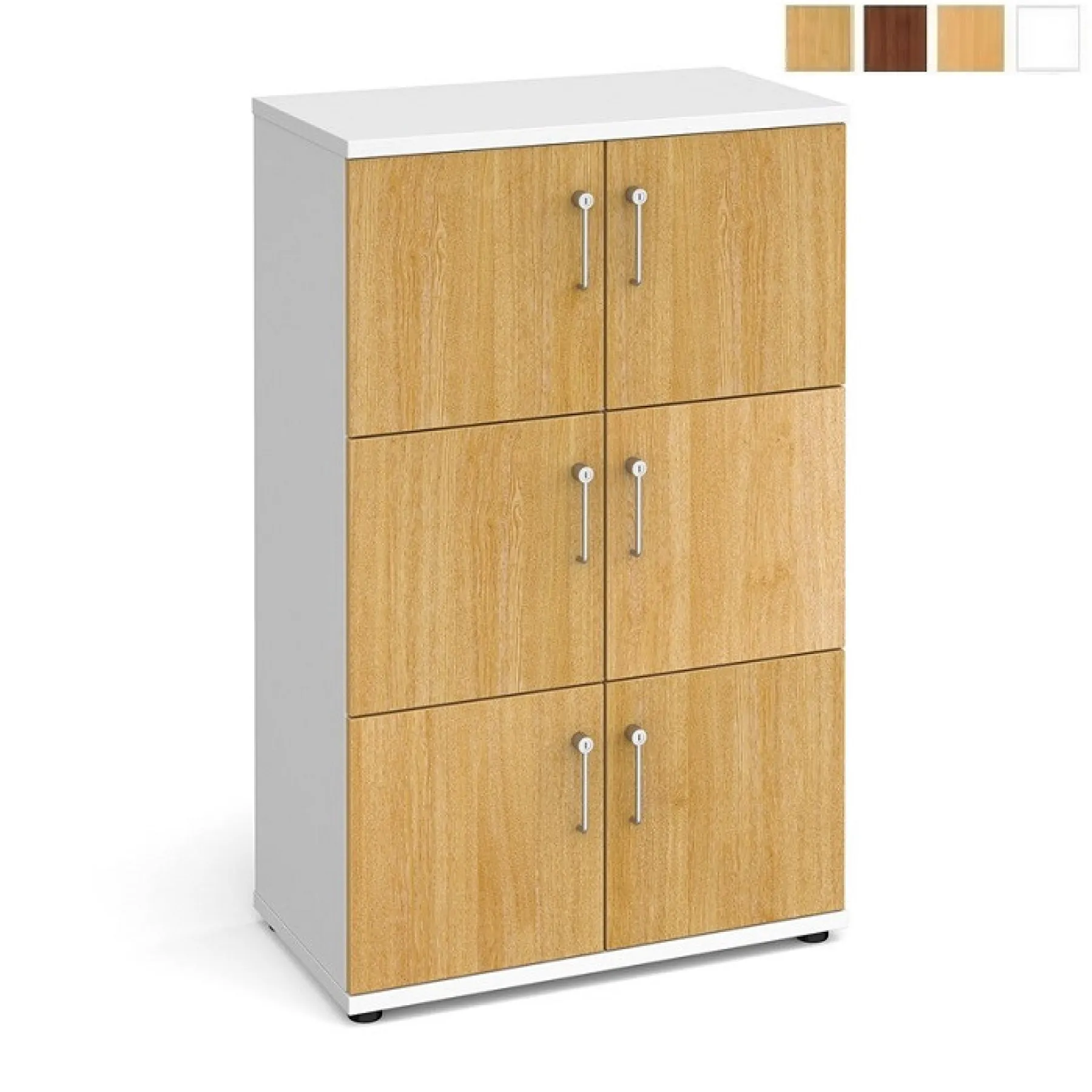 LOF Direct Dams 6 Door Wooden Lockers LCK6 D Oak White Swatches