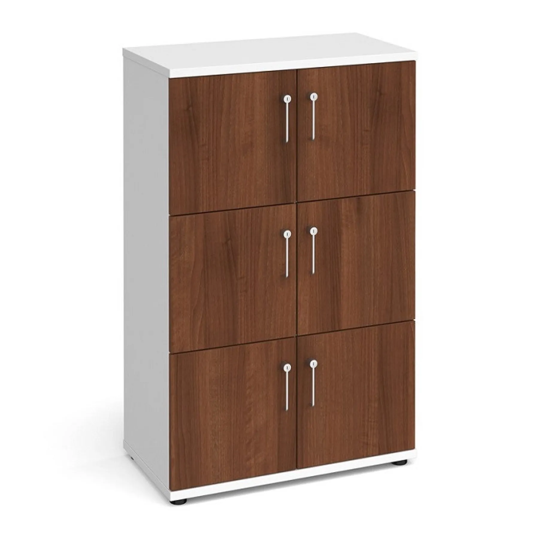 LOF Direct Dams 6 Door Wooden Lockers LCK6 D Walnut White