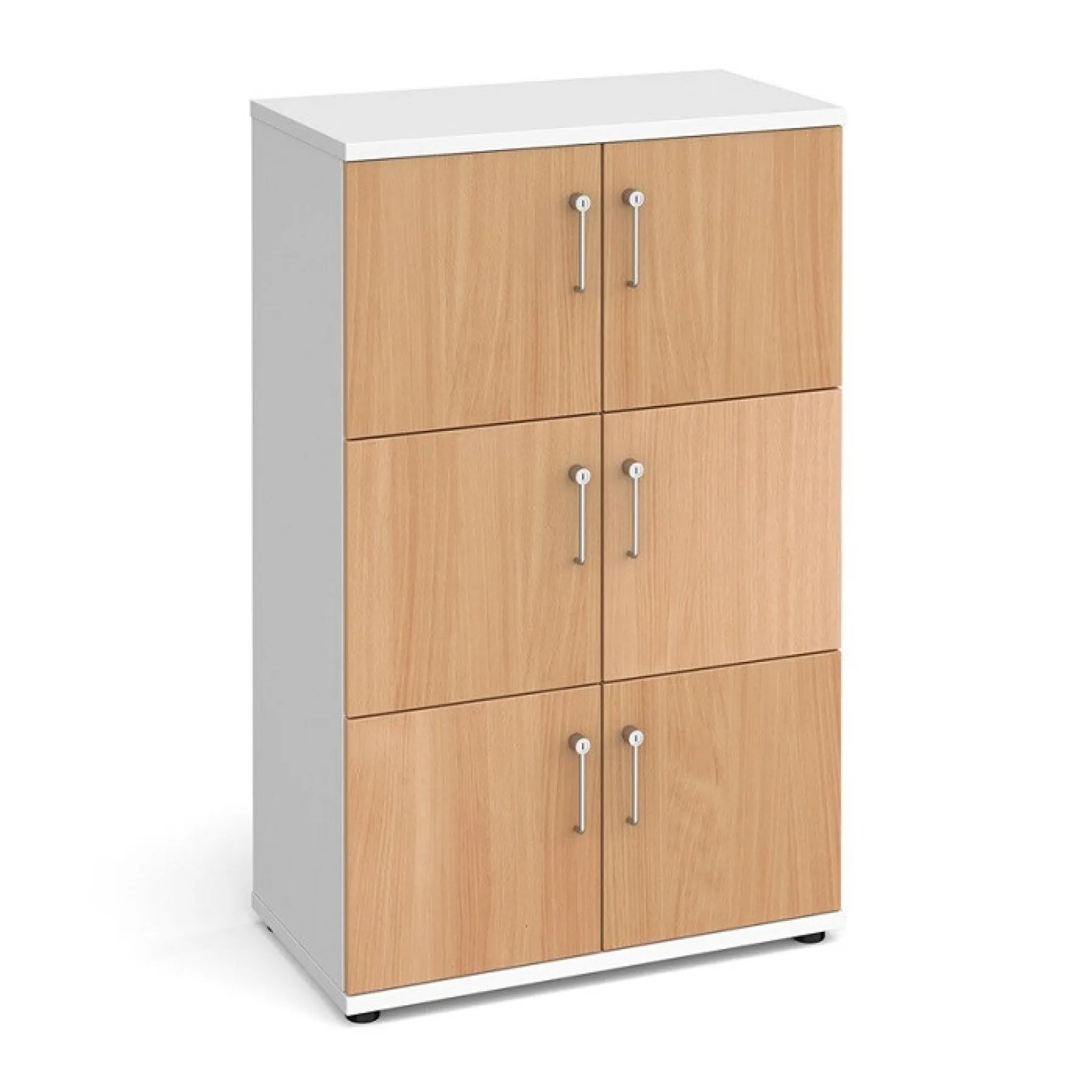 LOF Direct Dams 6 Door Wooden Lockers LCK6 D Beech White