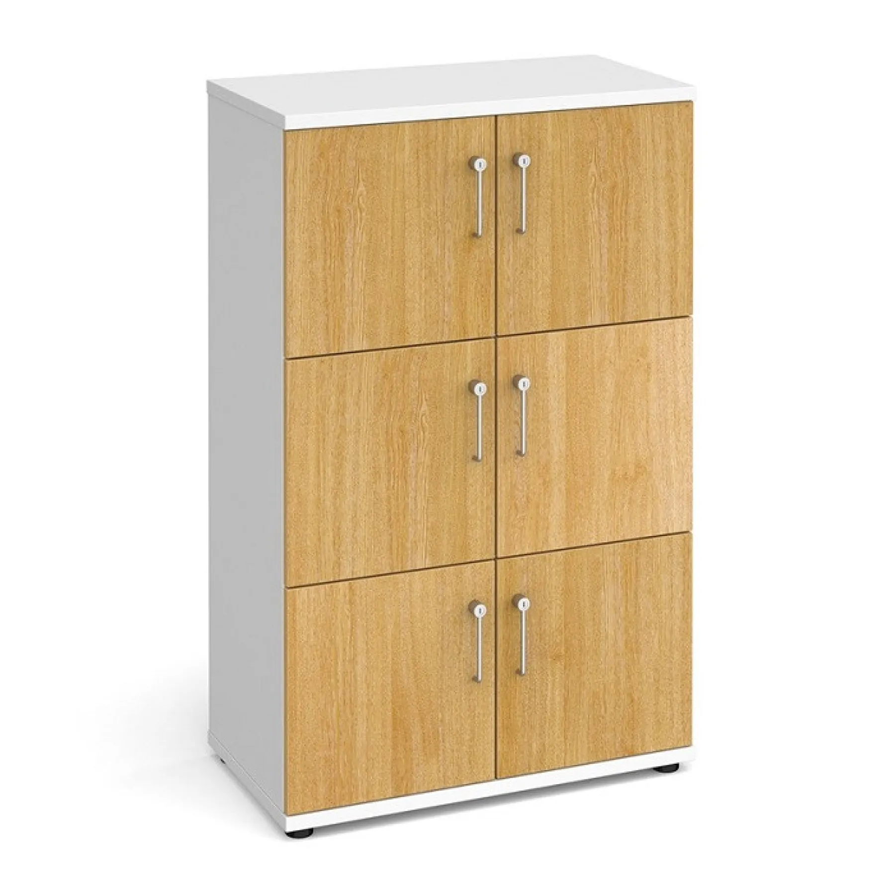 LOF Direct Dams 6 Door Wooden Lockers LCK6 D Oak White