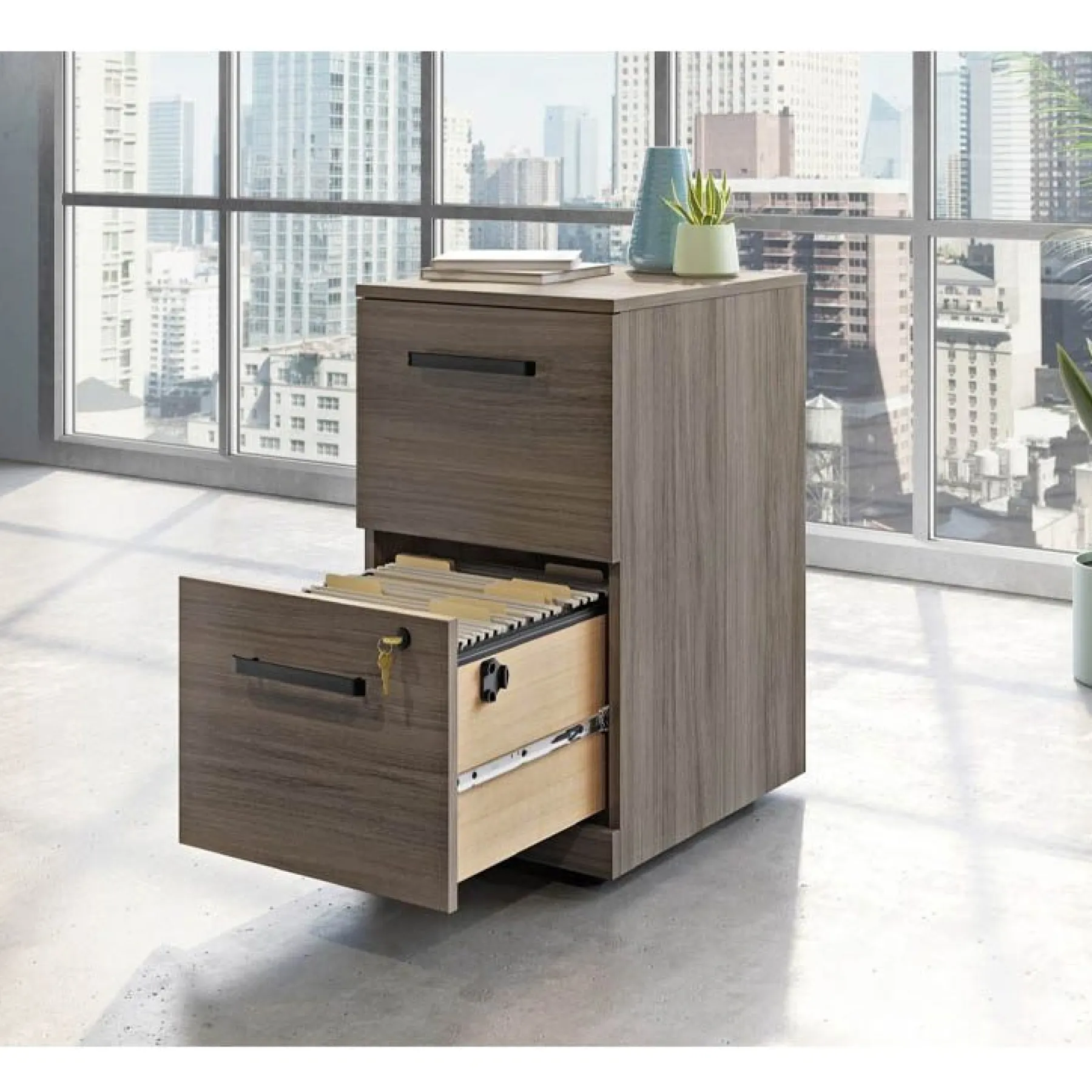 LOF Direct Teknik affiliate 2 drawer pedestal open