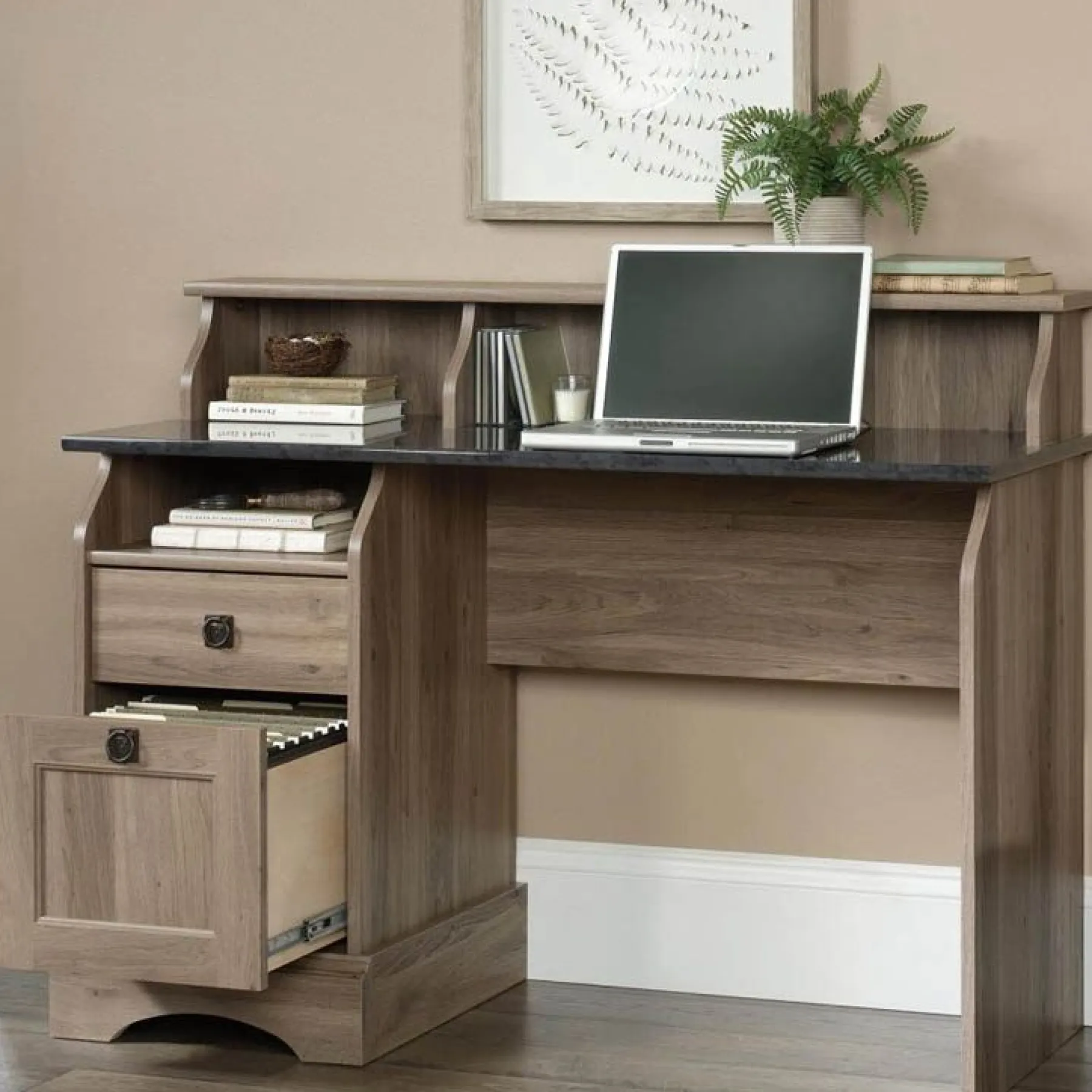 LOF Direct Teknik Farmhouse office Desk drawers open