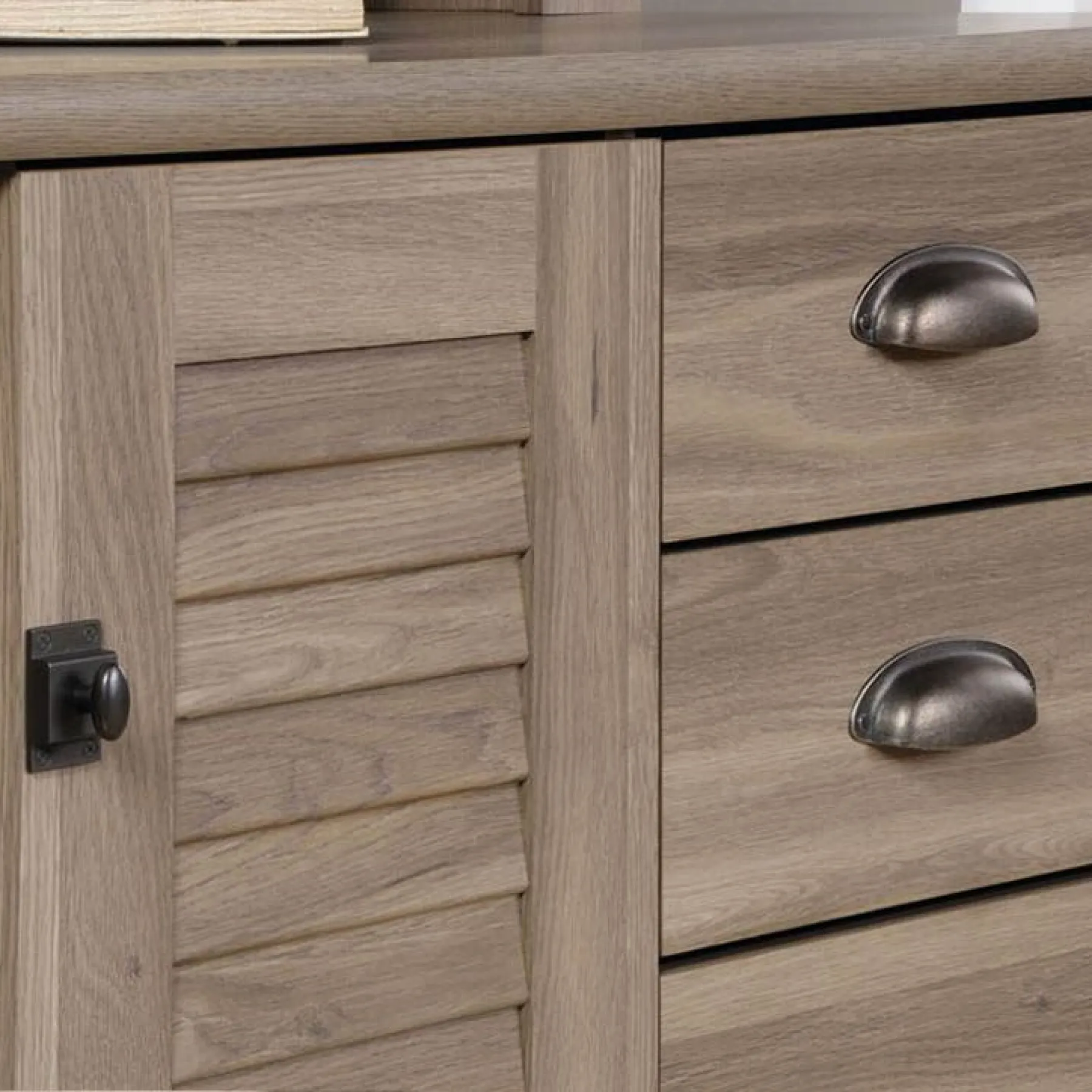 LOF Direct T Eknik Lourve hutch desk drawers open close up