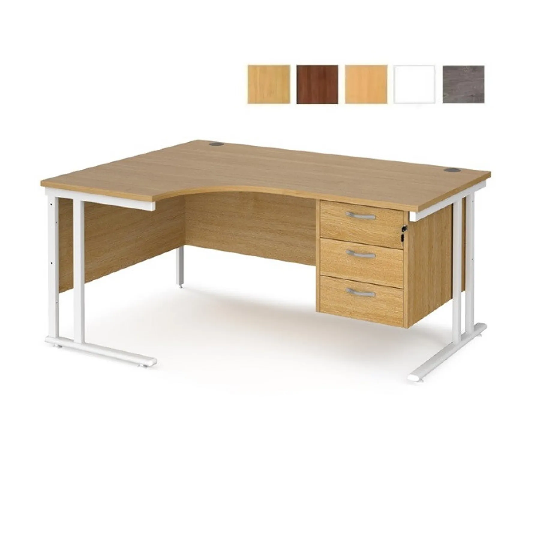 LOF Direct Maestro 25 Corner Desk with fixed 3ped White Frame Oak Finishes