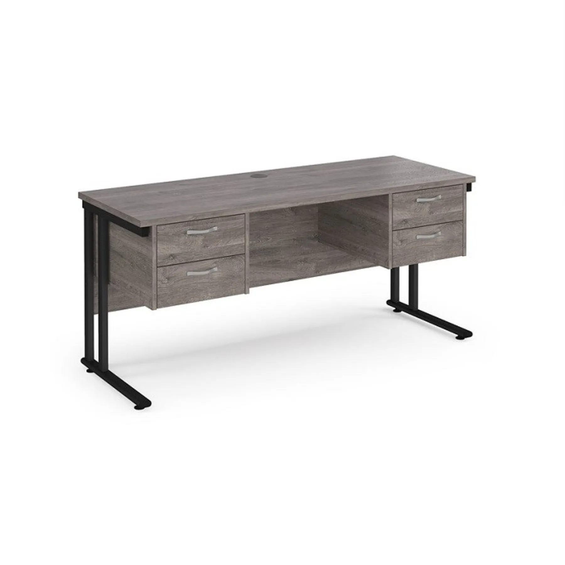 LOF Direct Maestro 25 Shallow Desk With 2x Drawers Grey Oak