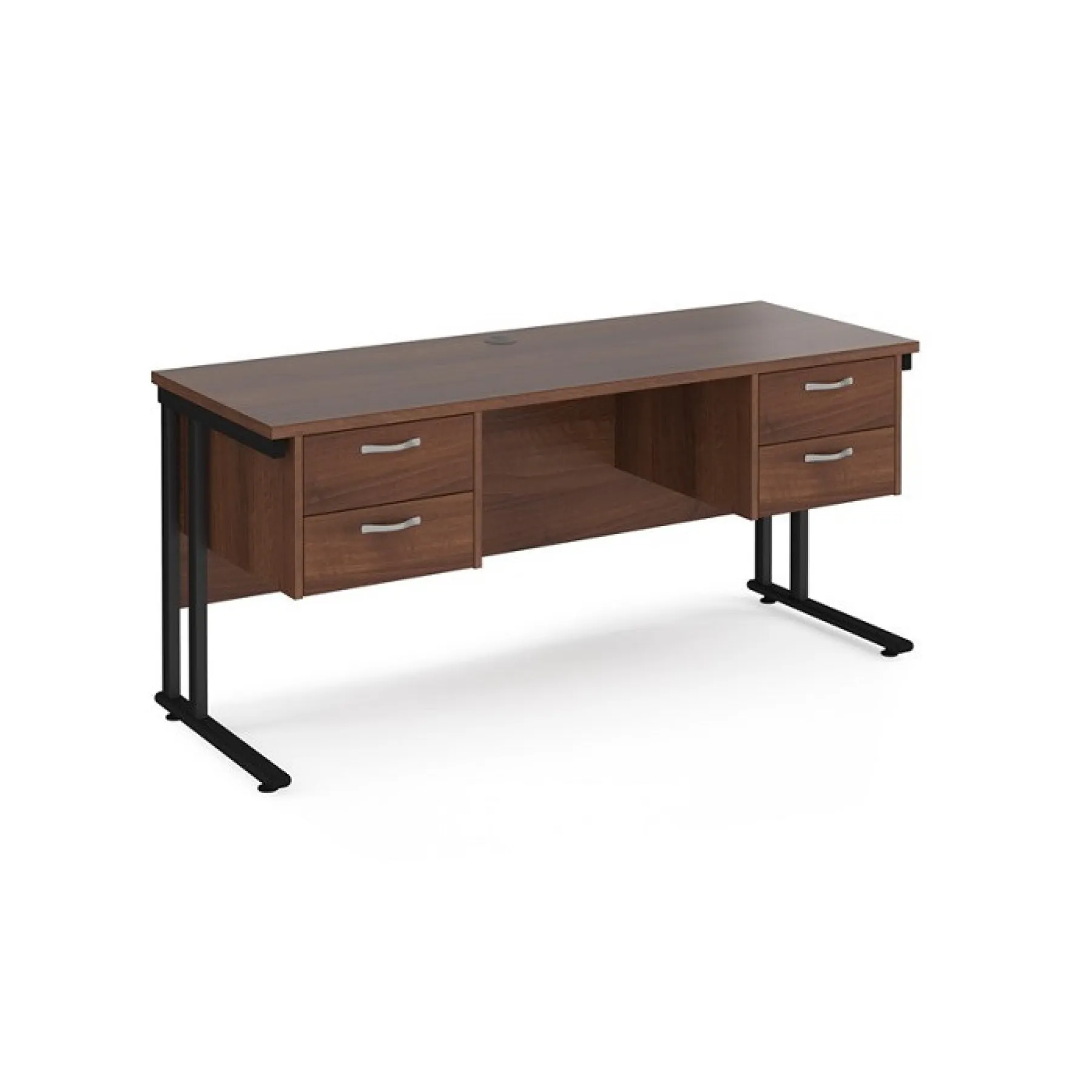 LOF Direct Maestro 25 Shallow Desk With 2x Drawers Walnut