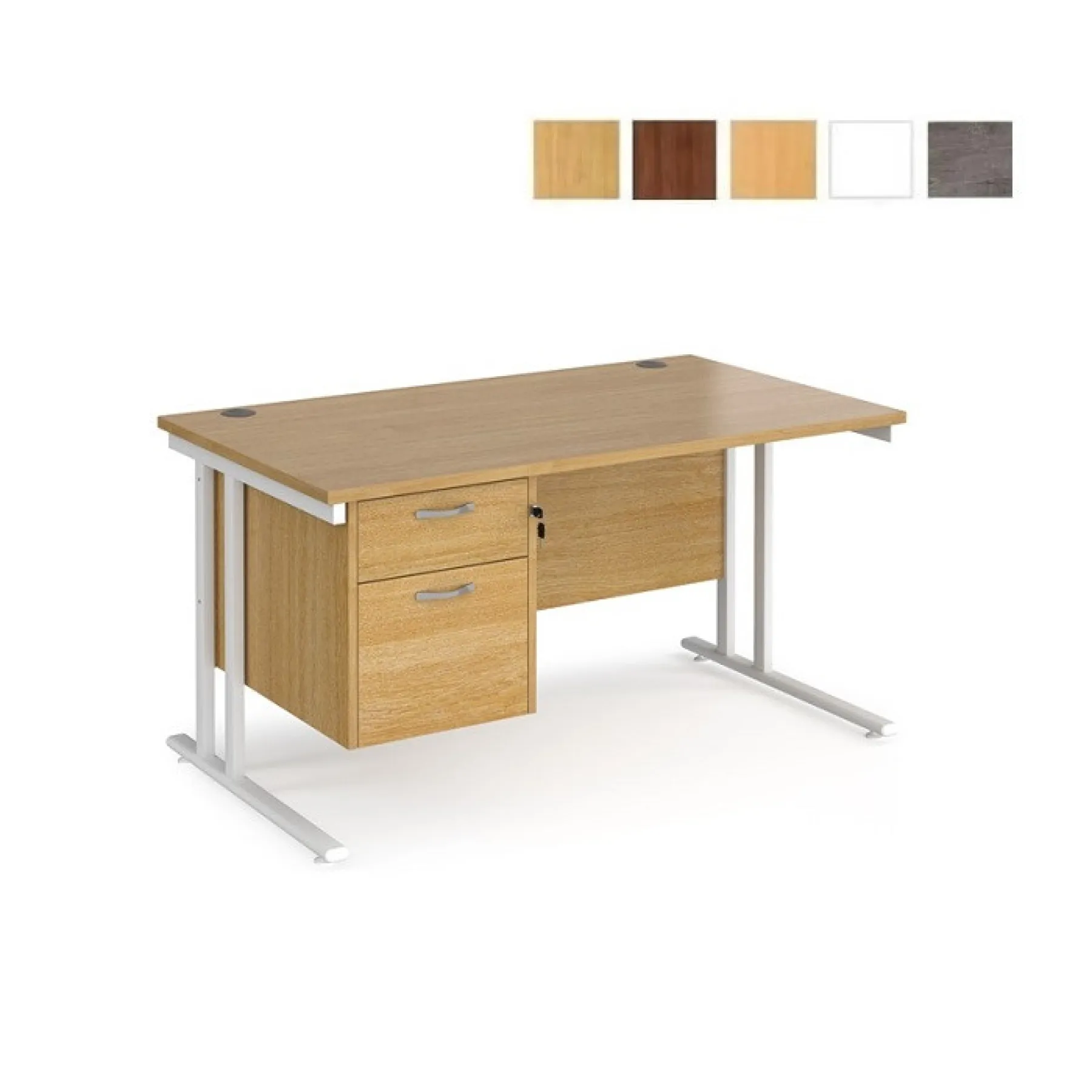 LOF Direct Maestro 25 Desk With 2 Drawers Ped Oak Finishes