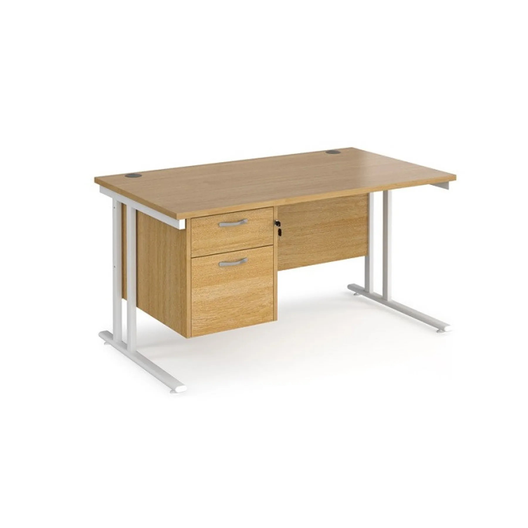 LOF Direct Maestro 25 Desk With 2 Drawers Ped Oak