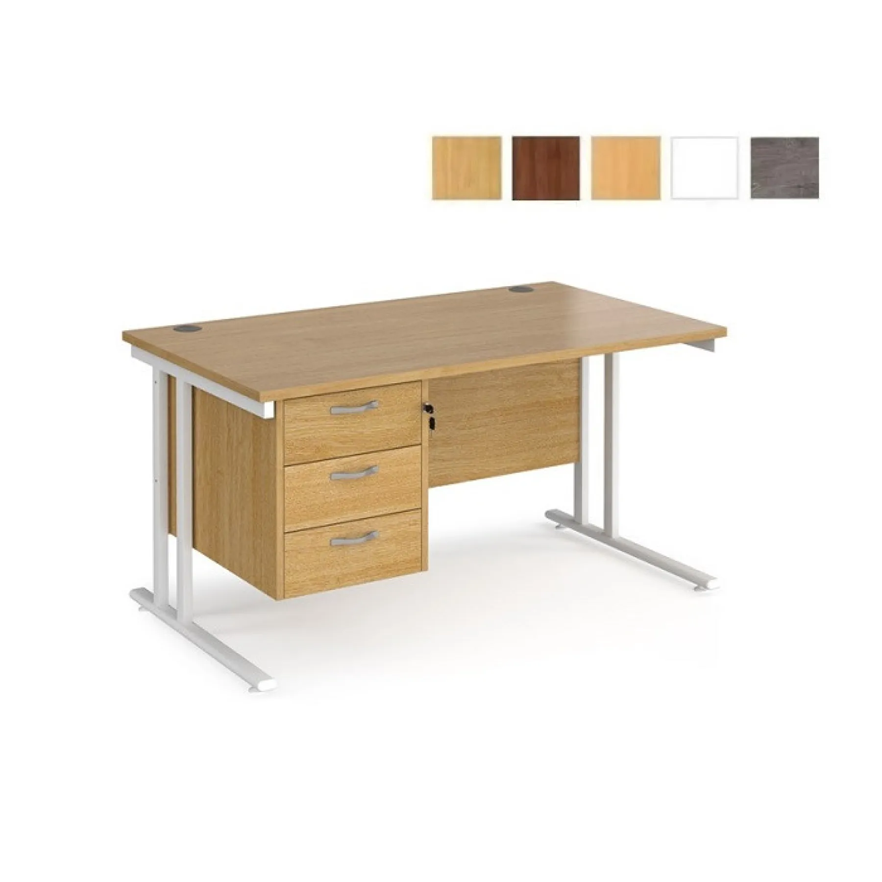 LOF Direct Maestro 25 Desk With 3 Drawers Ped Oak Finishes