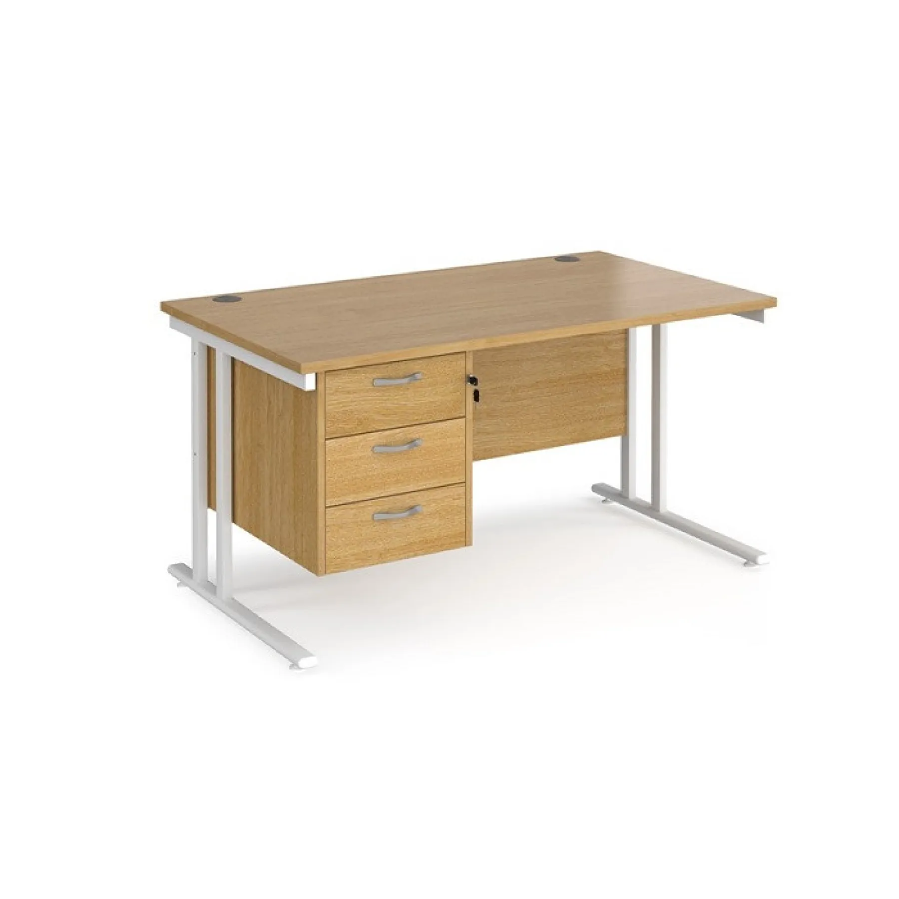 LOF Direct Maestro 25 Desk With 3 Drawers Ped Oak