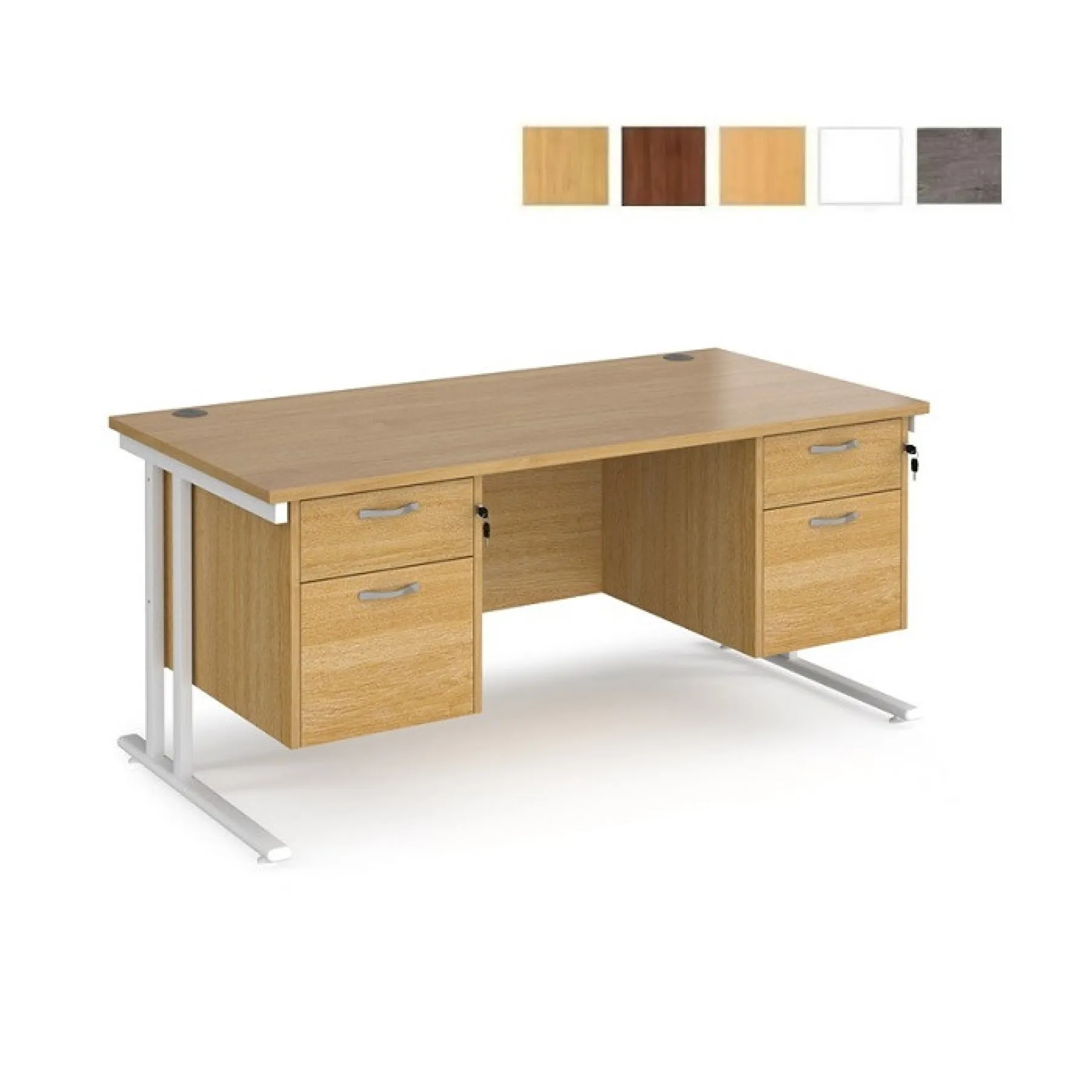 LOF Direct Maestro 25 Desk With 2x2 Drawers Ped Oak Finishes