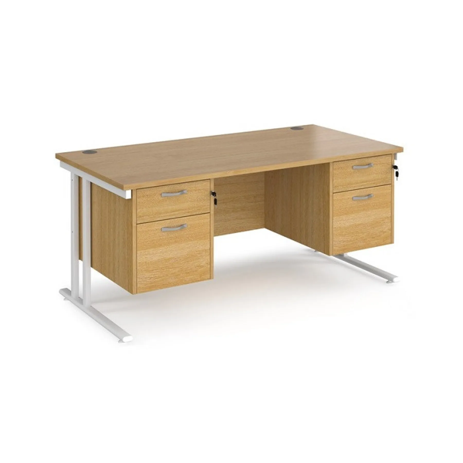 LOF Direct Maestro 25 Desk With 2x2 Drawers Ped Oak