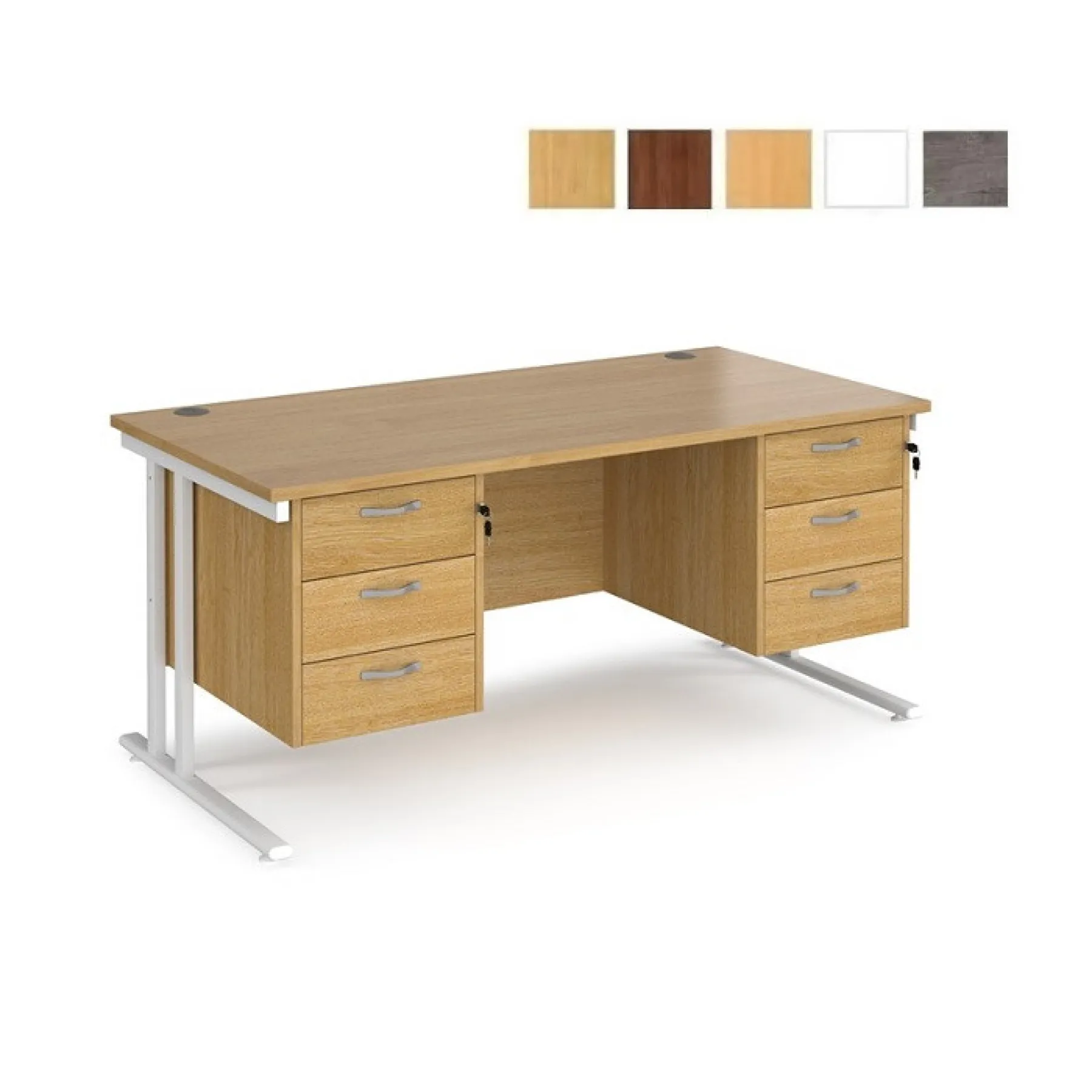 LOF Direct Maestro 25 Desk With 2x3 Drawers Ped Oak Finishes