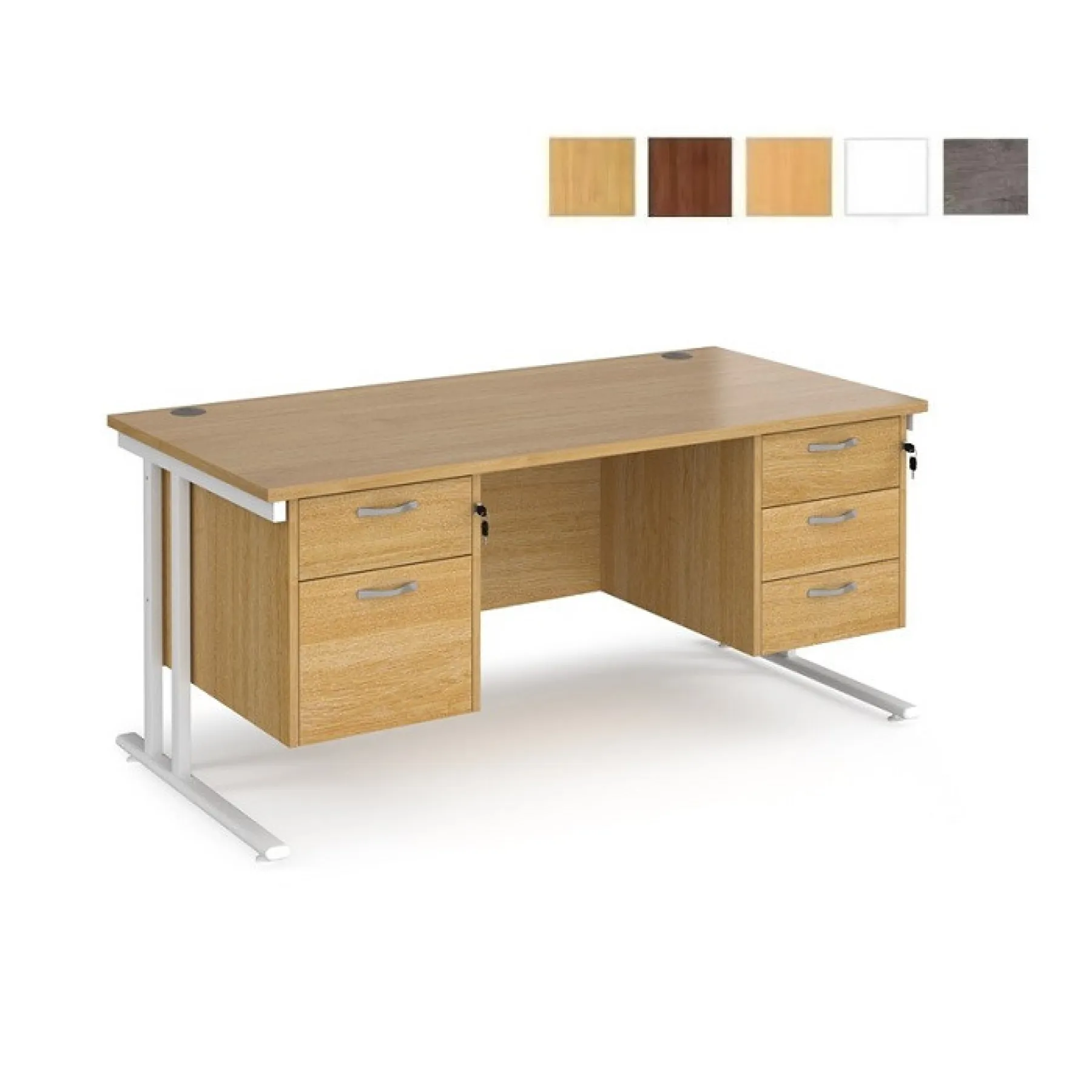 LOF Direct Maestro 25 Desk With 2x Peds Oak Finishes