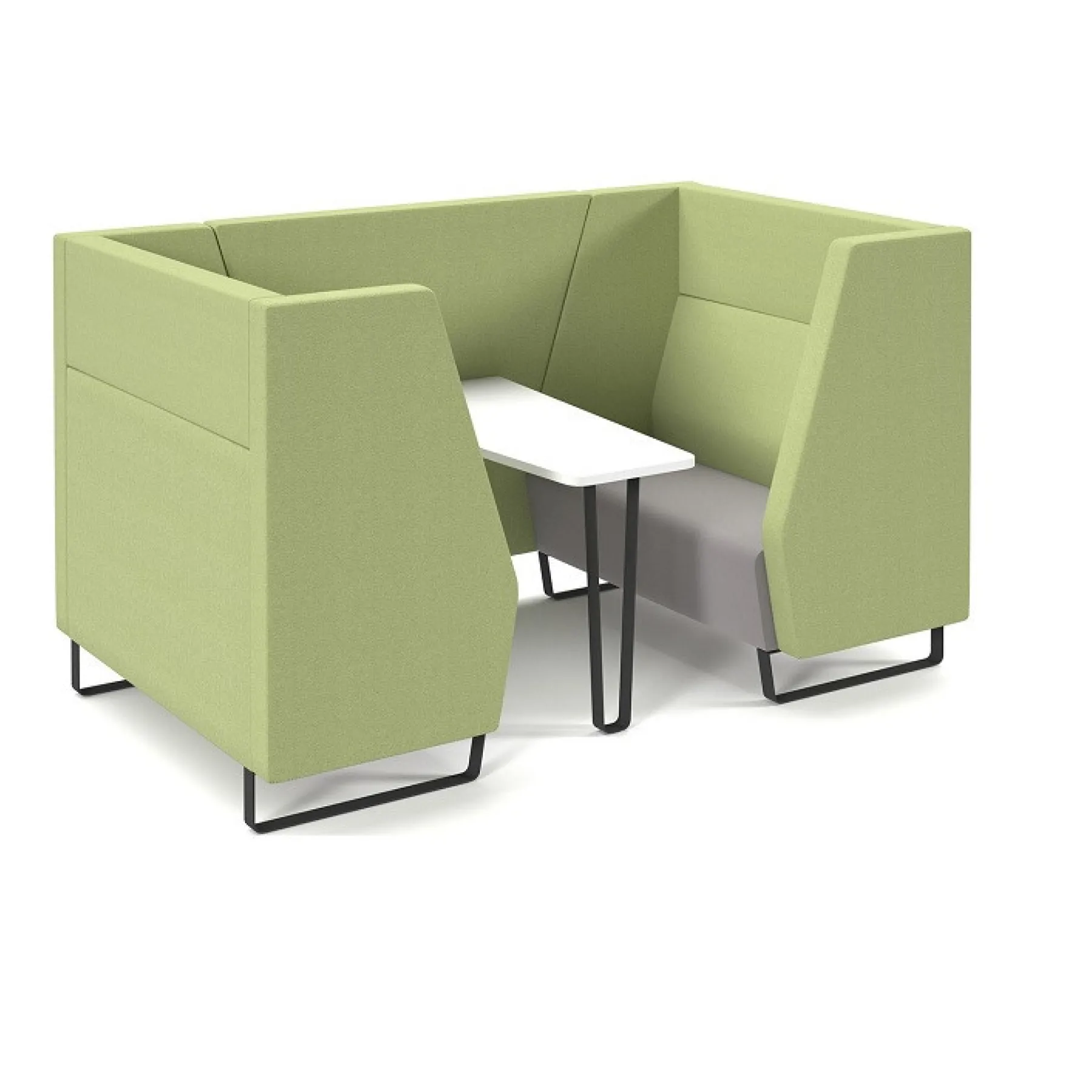 LOF Direct Encore Meeting Booth 4 seat Metal Frame Green