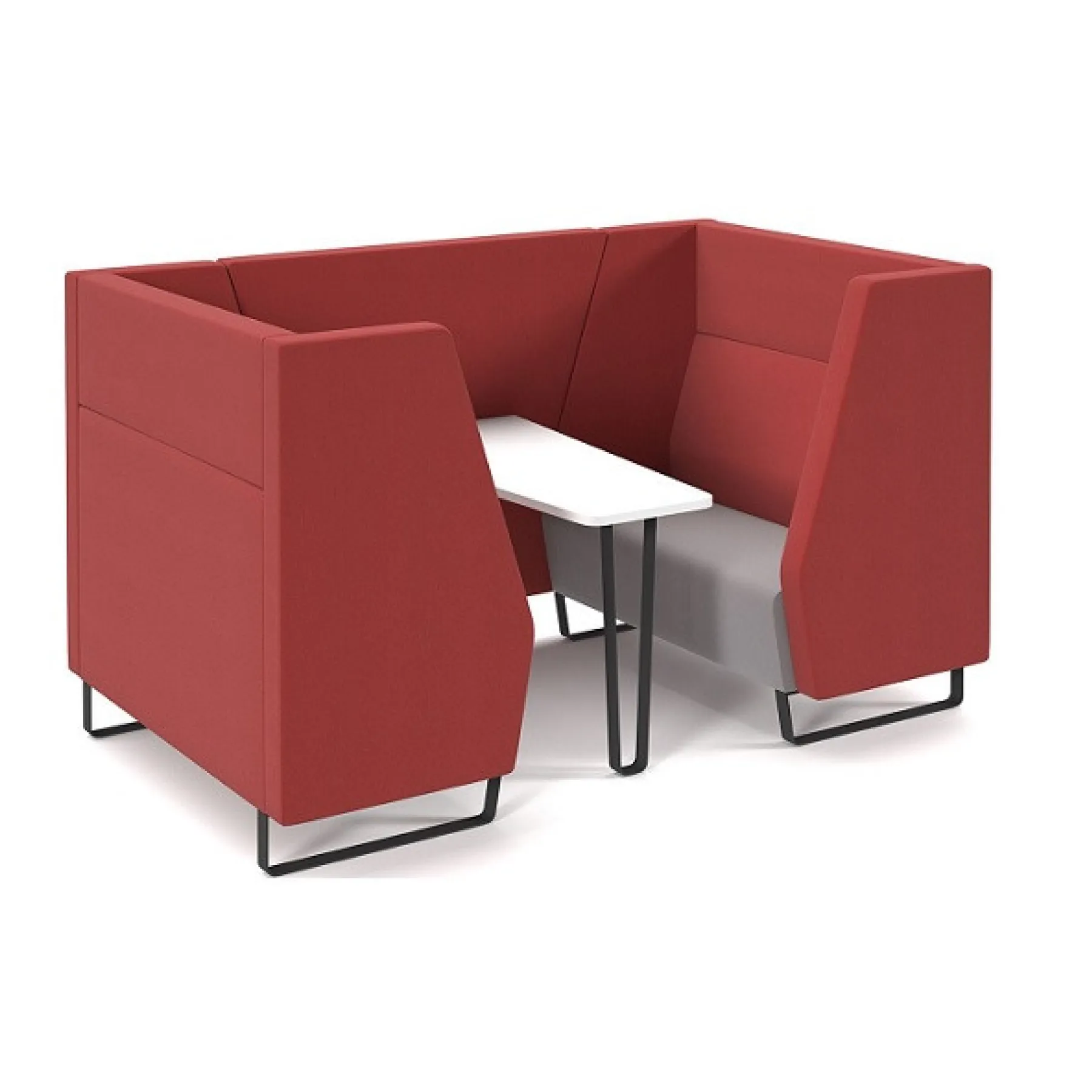 LOF Direct Encore Meeting Booth 4 seat Metal Frame Red