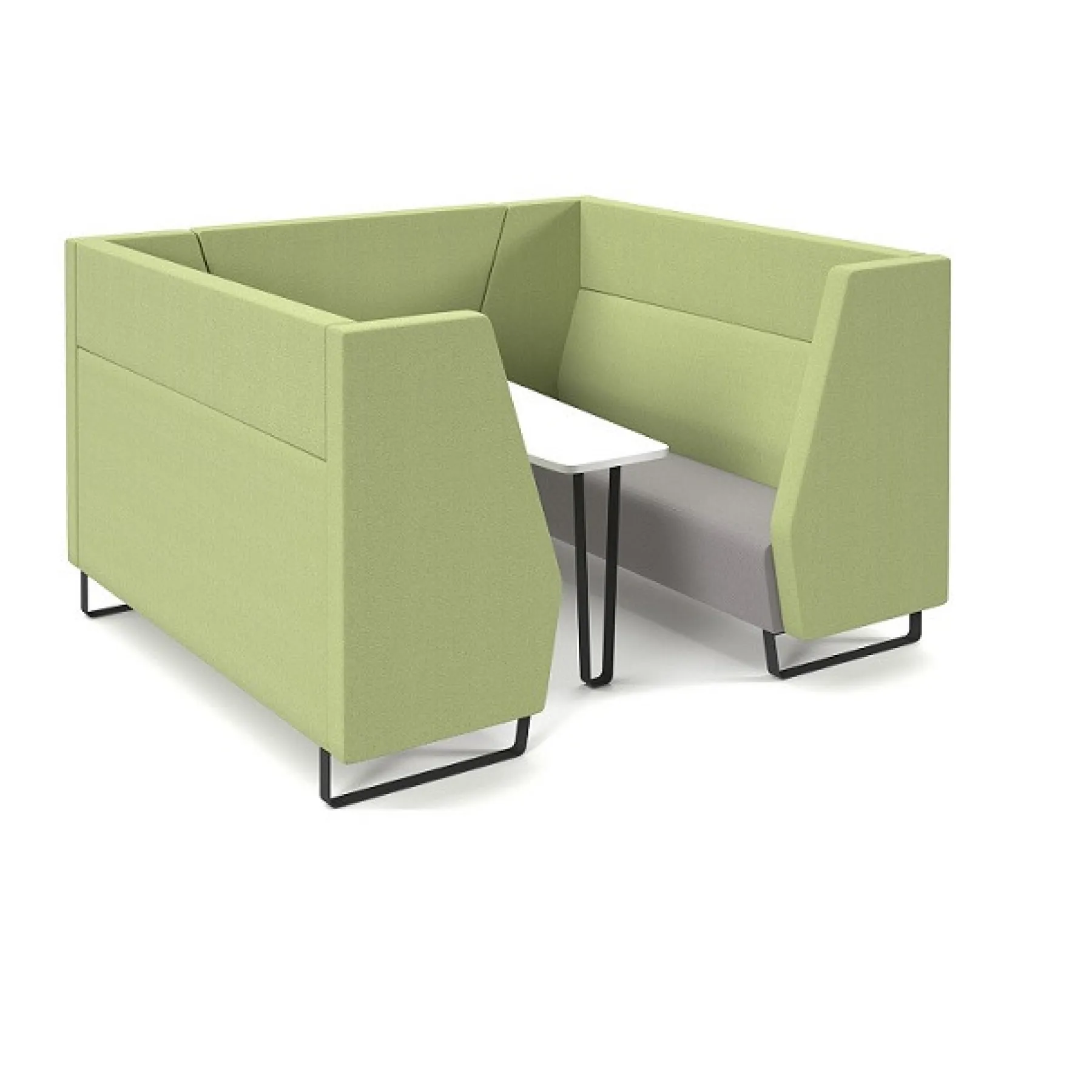 LOF Direct Encore Meeting Booth 6 seat Metal Frame Green