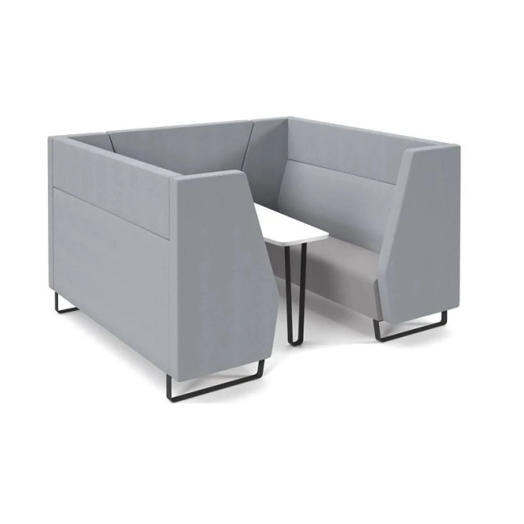 LOF Direct Encore Meeting Booth 6 seat Metal Frame Light Grey