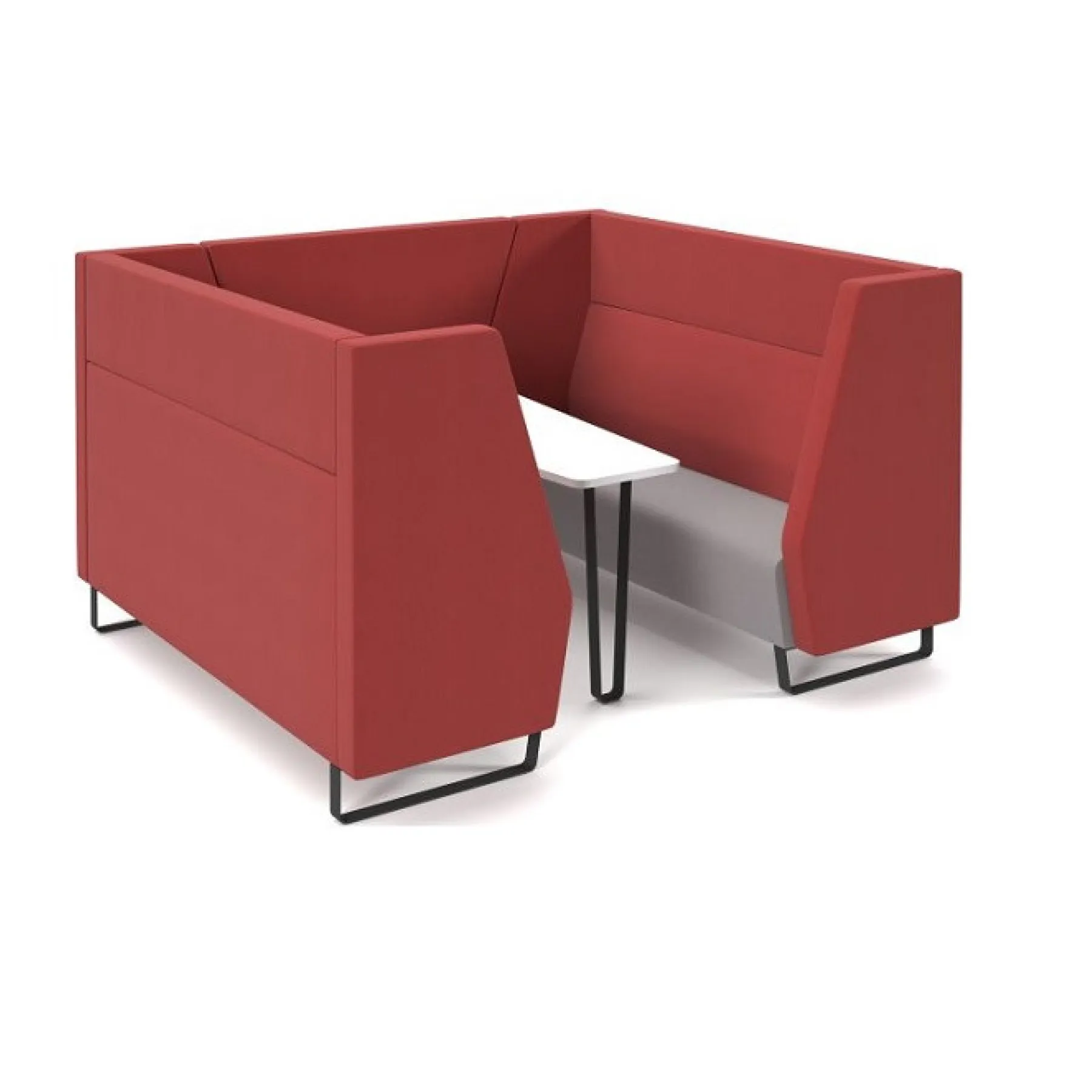 LOF Direct Encore Meeting Booth 6 seat Metal Frame Red