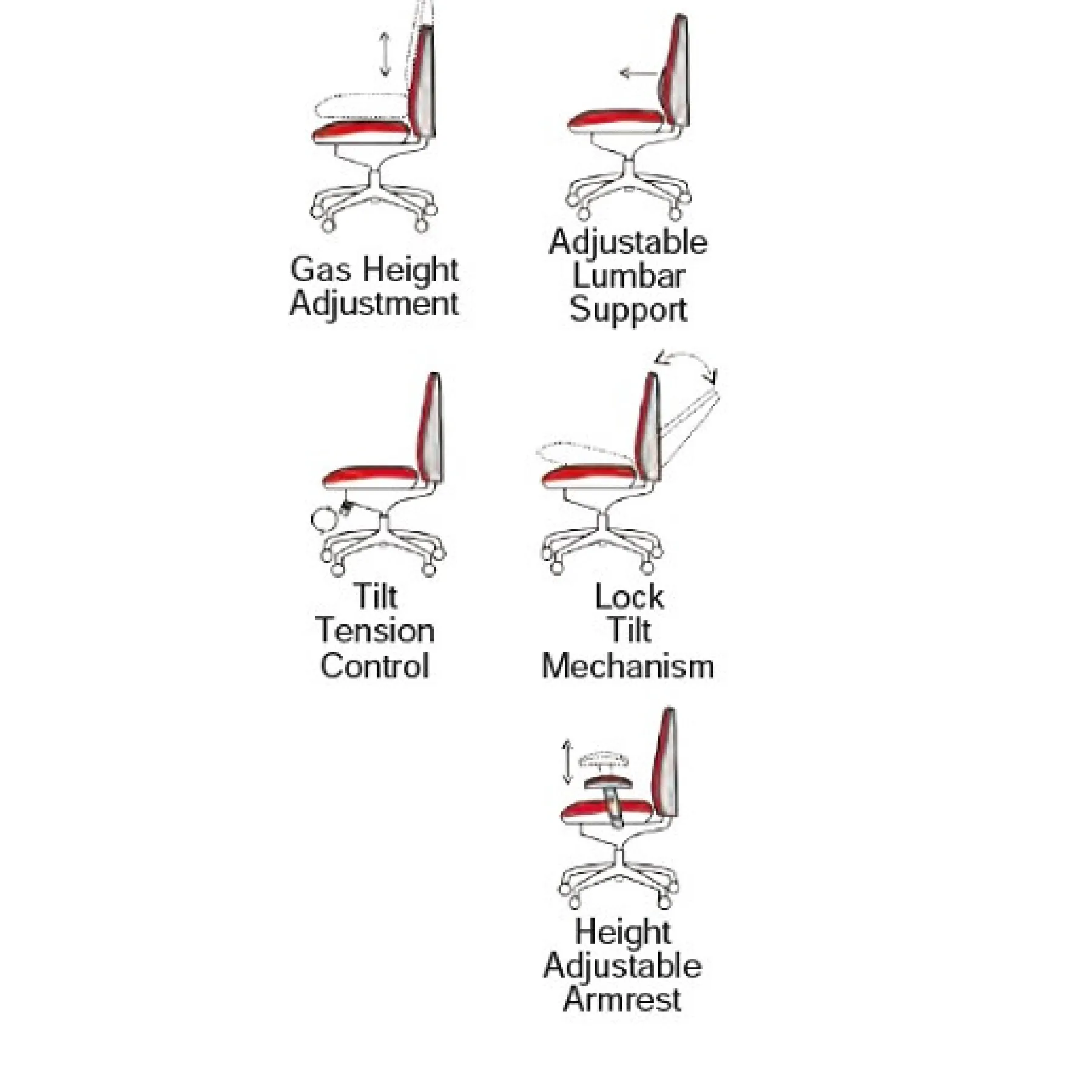 LOF Direct Portland Heavy Duty Chair Adjustments