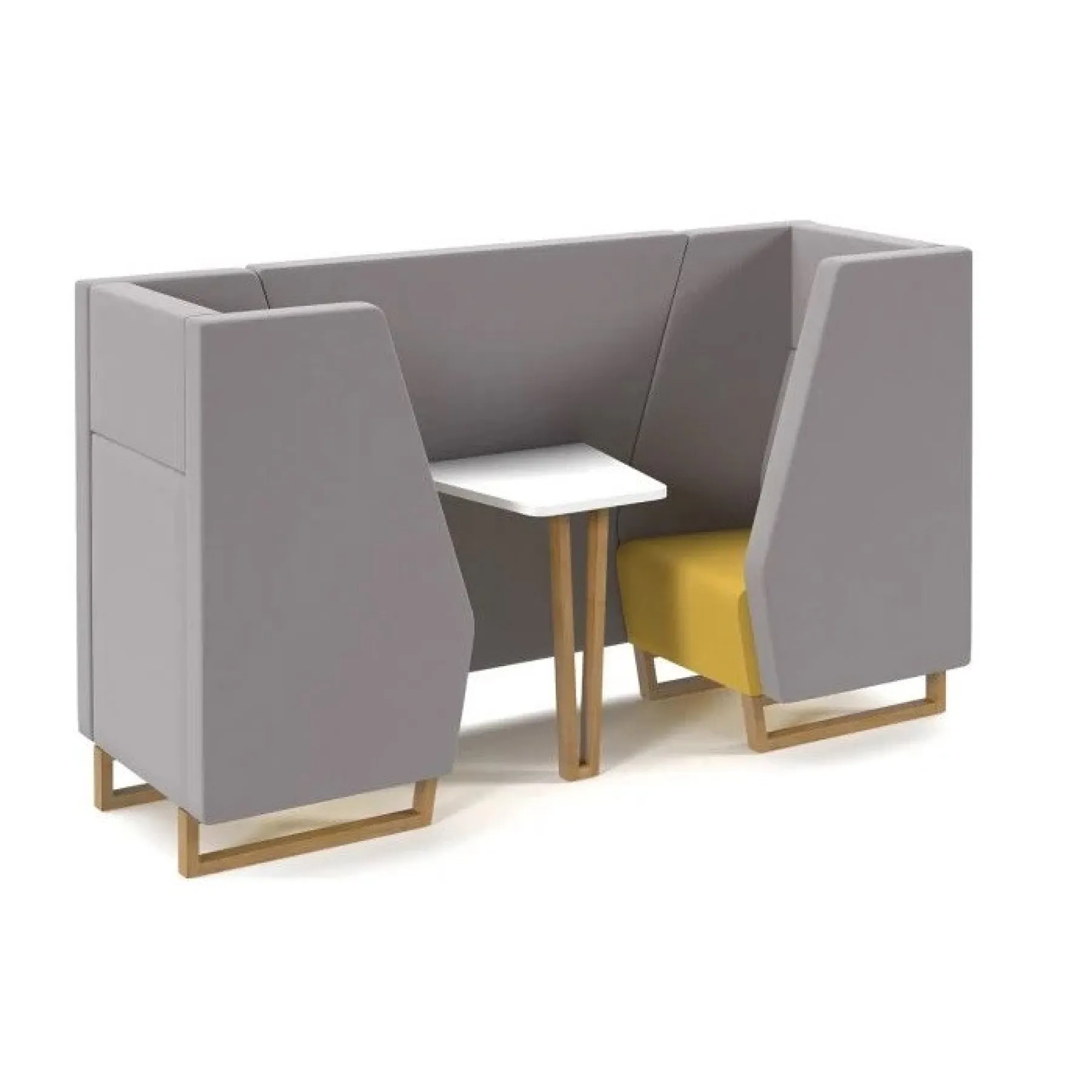 LOF Direct Dams Encore 2 Seat Meeting Pod Wooden Legs ENC POD02 WF Yellow Grey