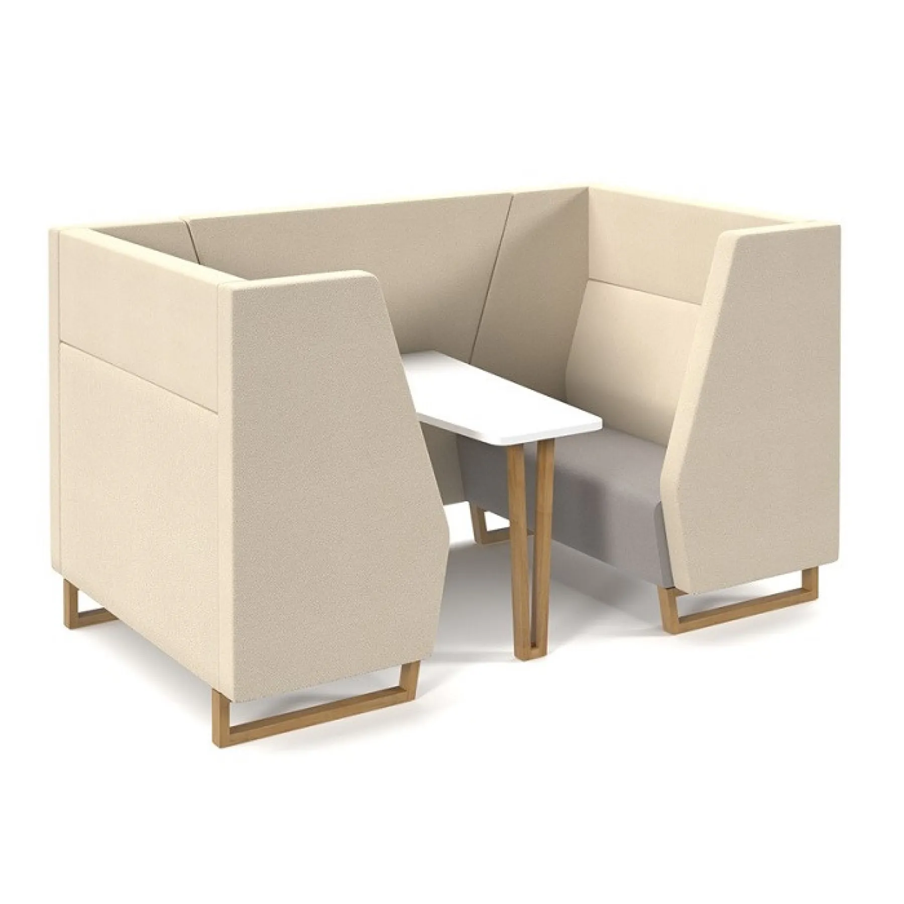 LOF Direct Dams Encore 4 Seat Meeting Pod Wooden Legs ENC POD04 WF Cream