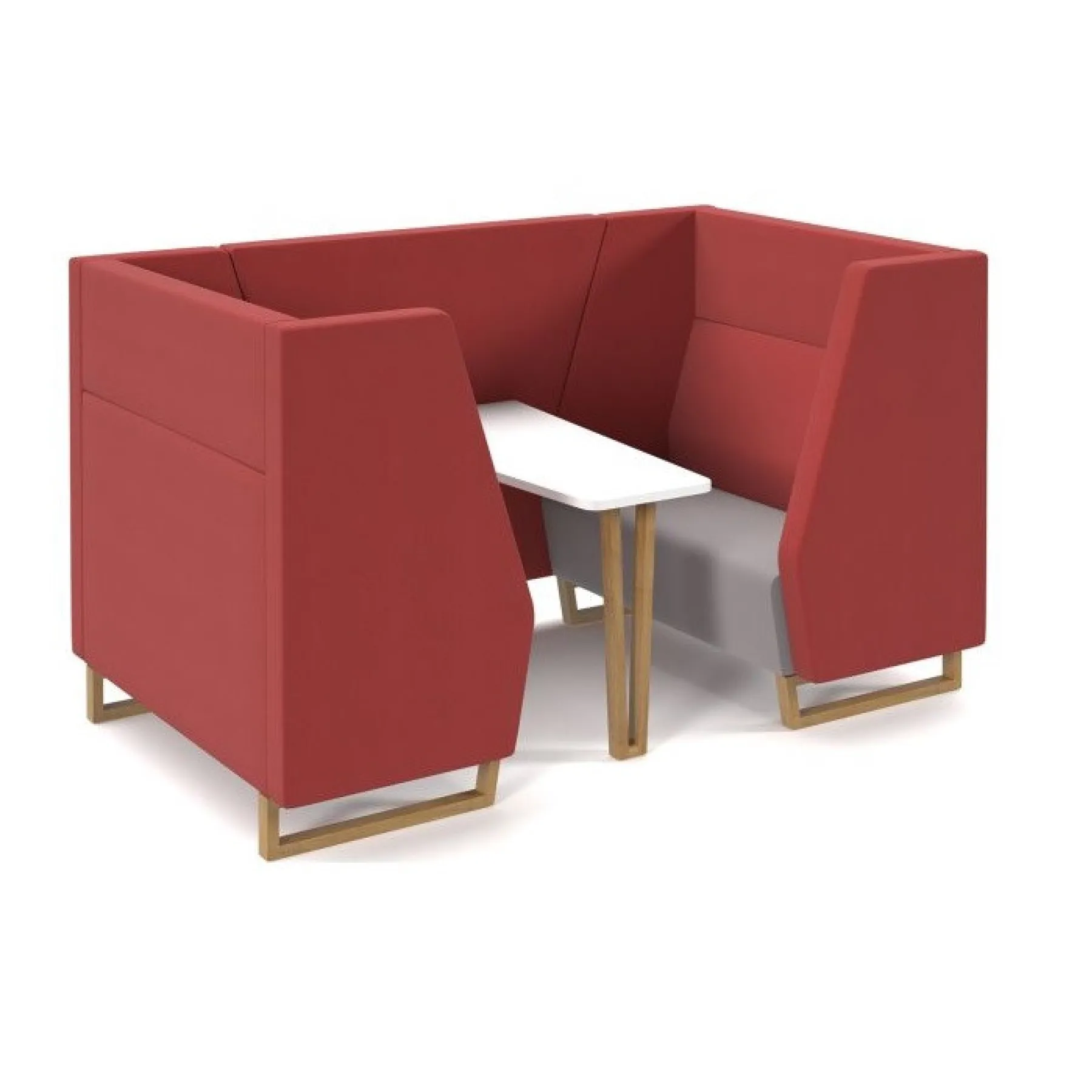 LOF Direct Dams Encore 4 Seat Meeting Pod Wooden Legs ENC POD04 WF Red Grey