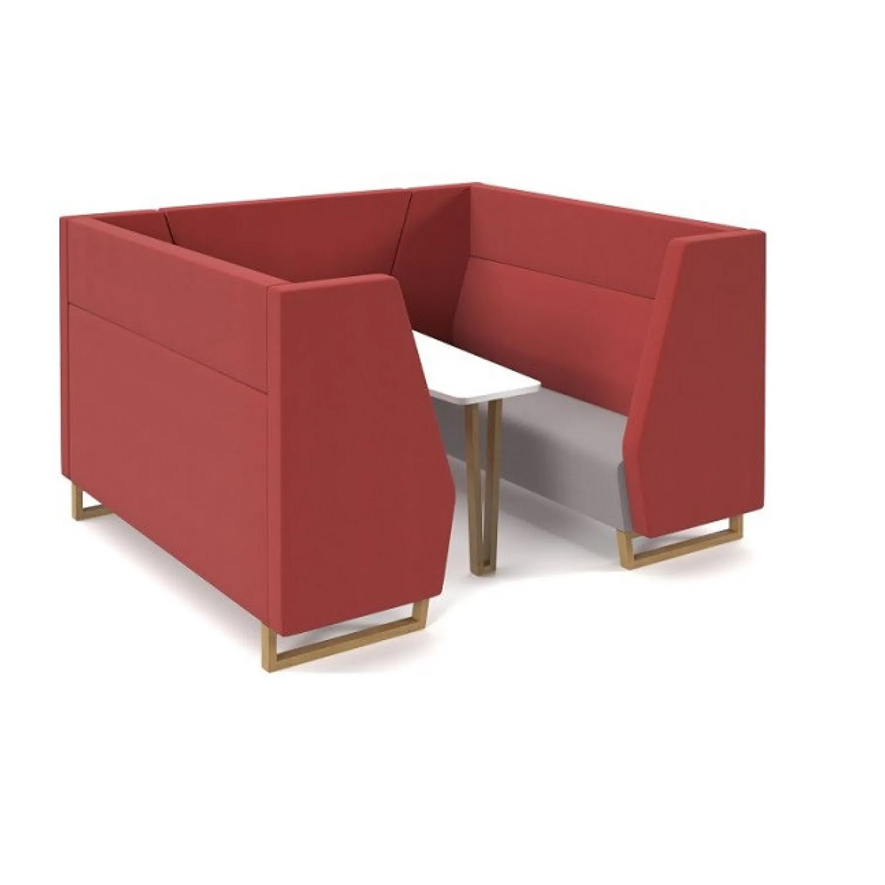 LOF Direct Dams Encore 6 Seat Meeting Pod Wooden Legs ENC POD06 WF Red2