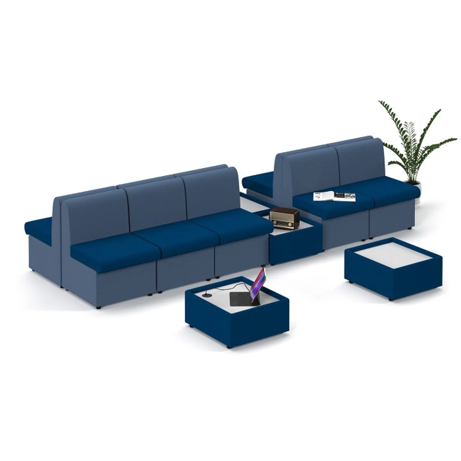 LOF Direct Dams Alto Stocked Modular Seating Blue Config