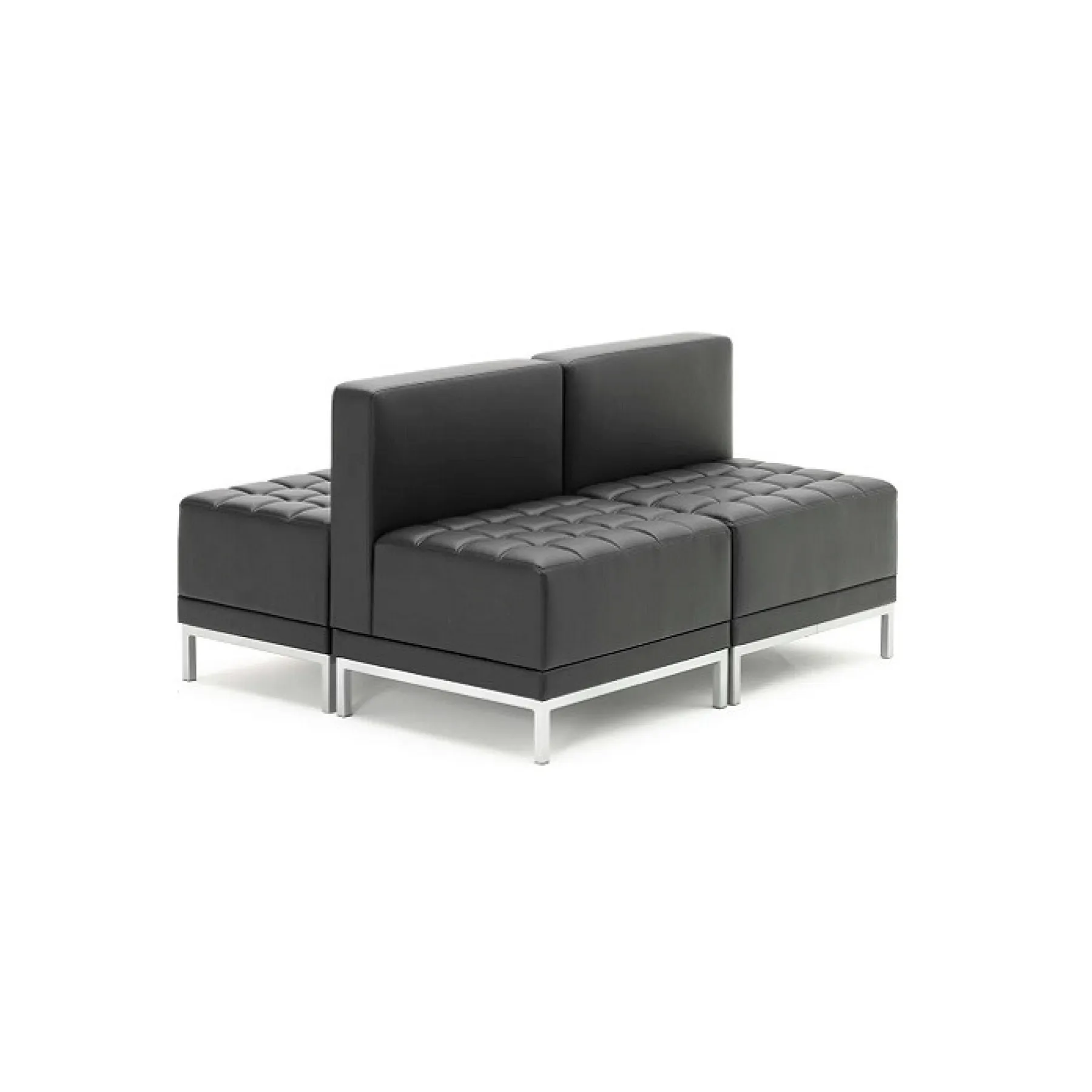 LOF Direct Dynamic Infinity Black Leather Modular Seating Single Seat Roomset