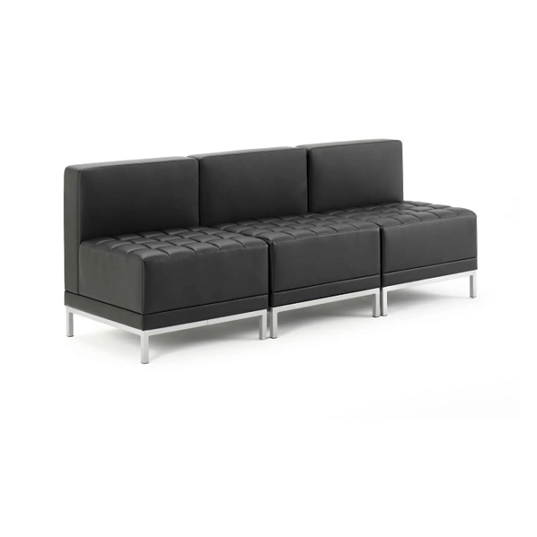 LOF Direct Dynamic Infinity Black Leather Modular Seating Single Seat Straight