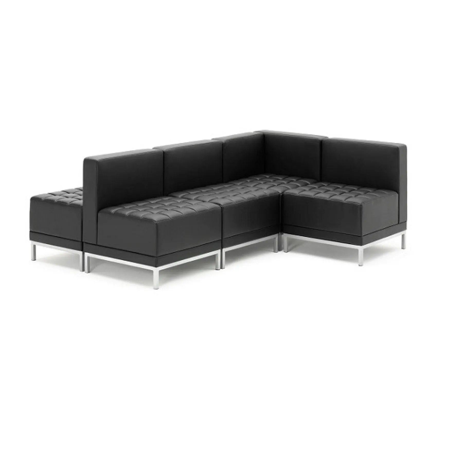 LOF Direct Dynamic Infinity Black Leather Modular Seating Roomset4