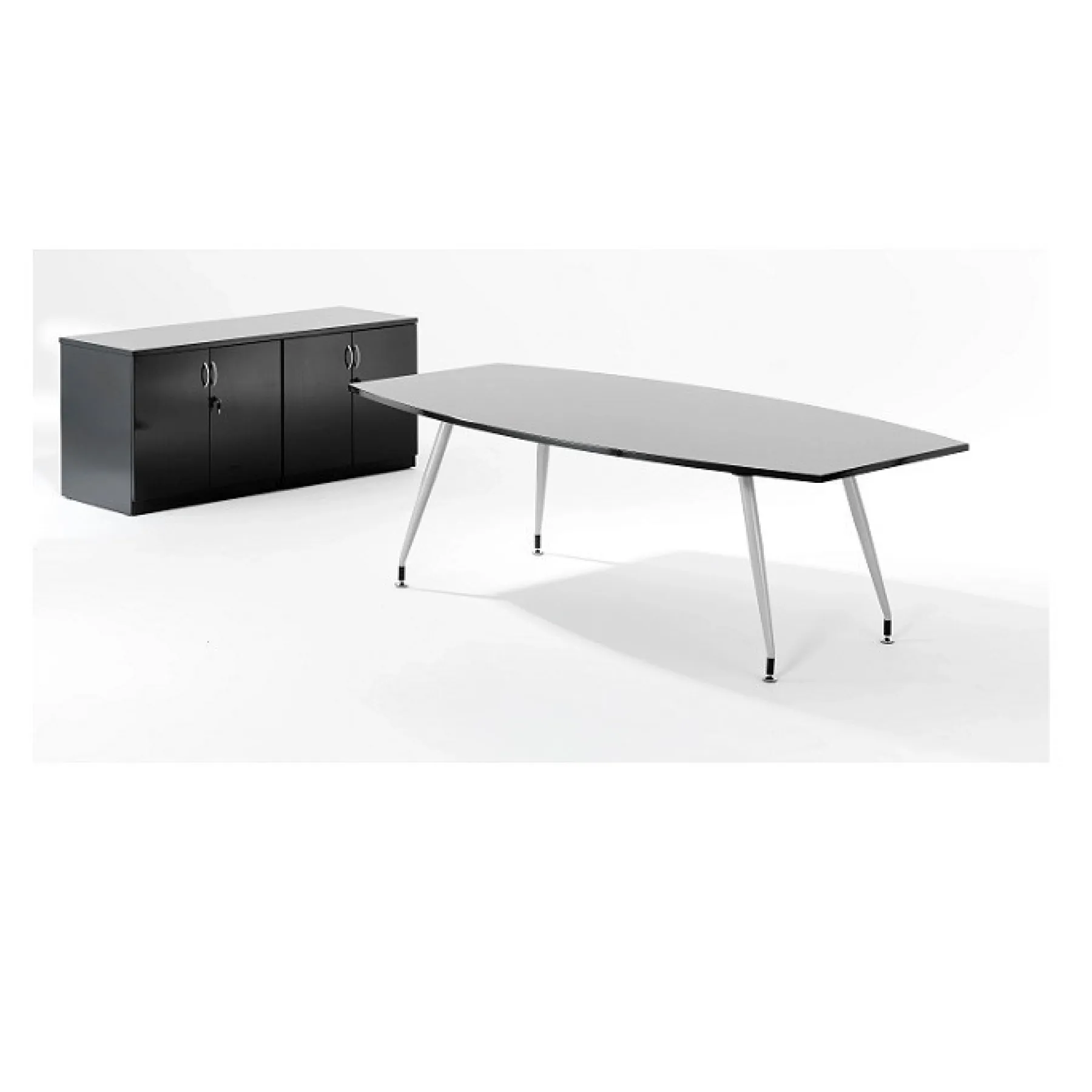 LOF Direct Dynamic Black High Gloss Boardroom Table Credenza